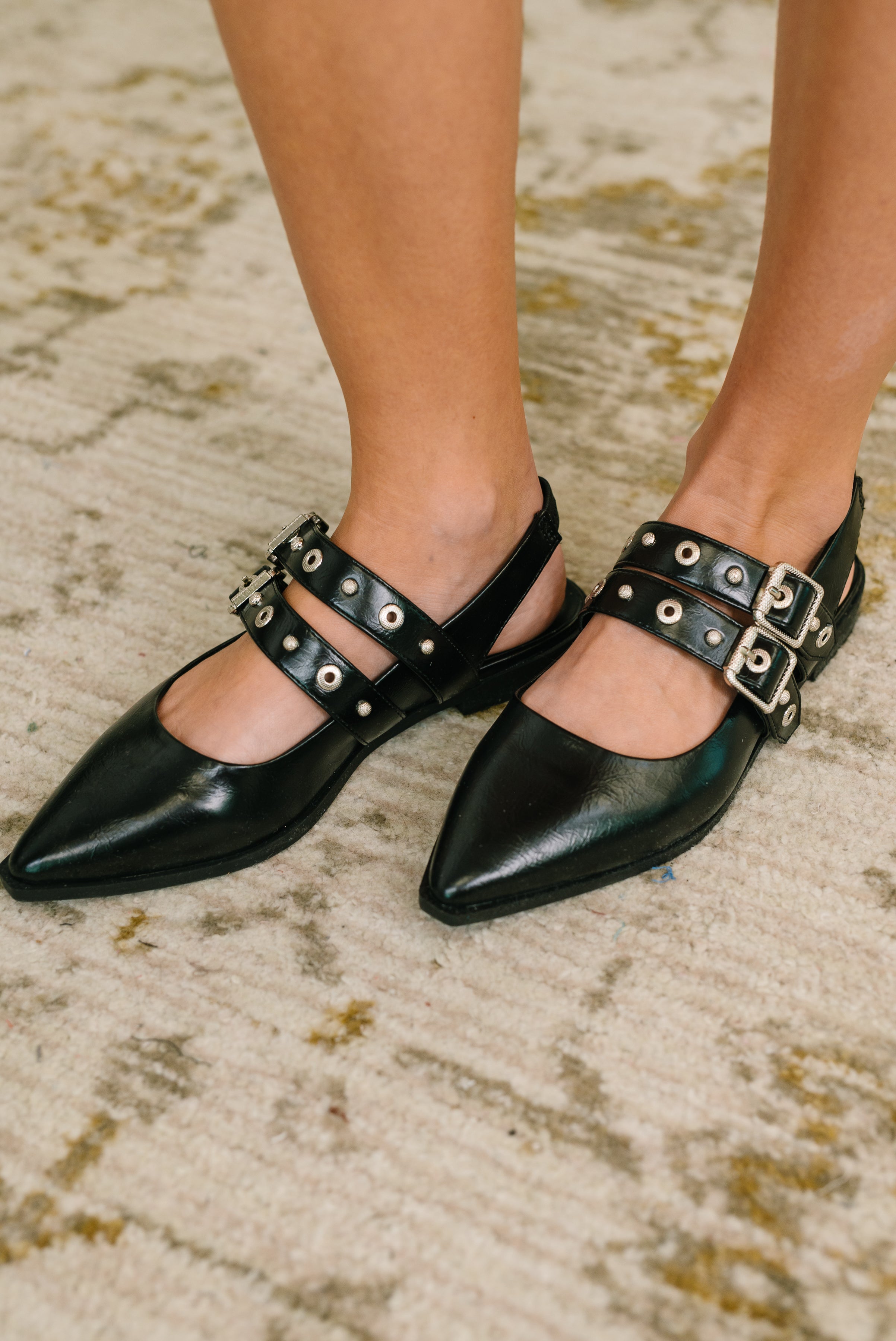 Pop of Color Pointy Toe Slip On in Black