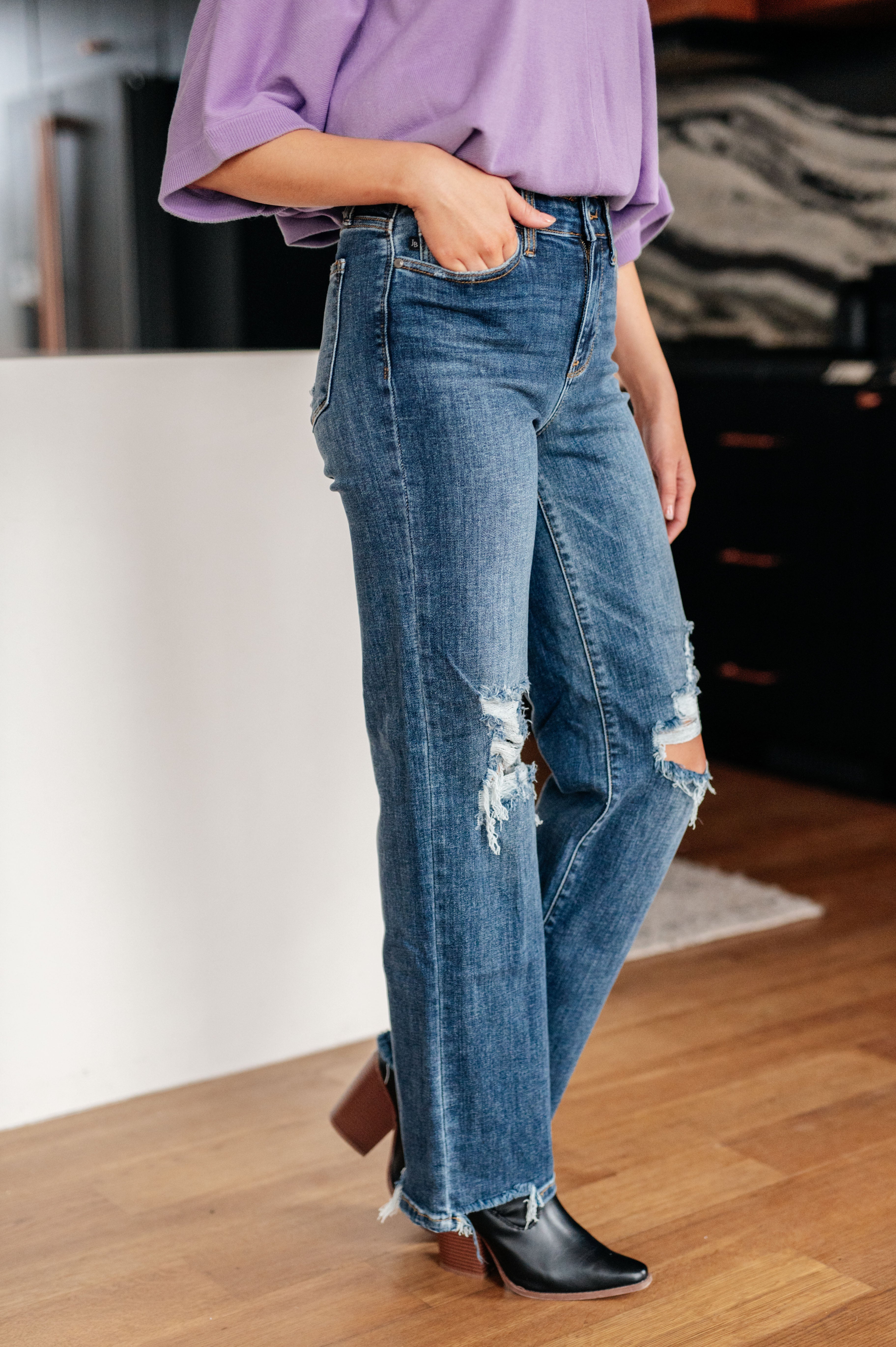 Rose High Rise 90's Straight Jeans in Dark Wash - Judy Blue Womens Ave Shops   