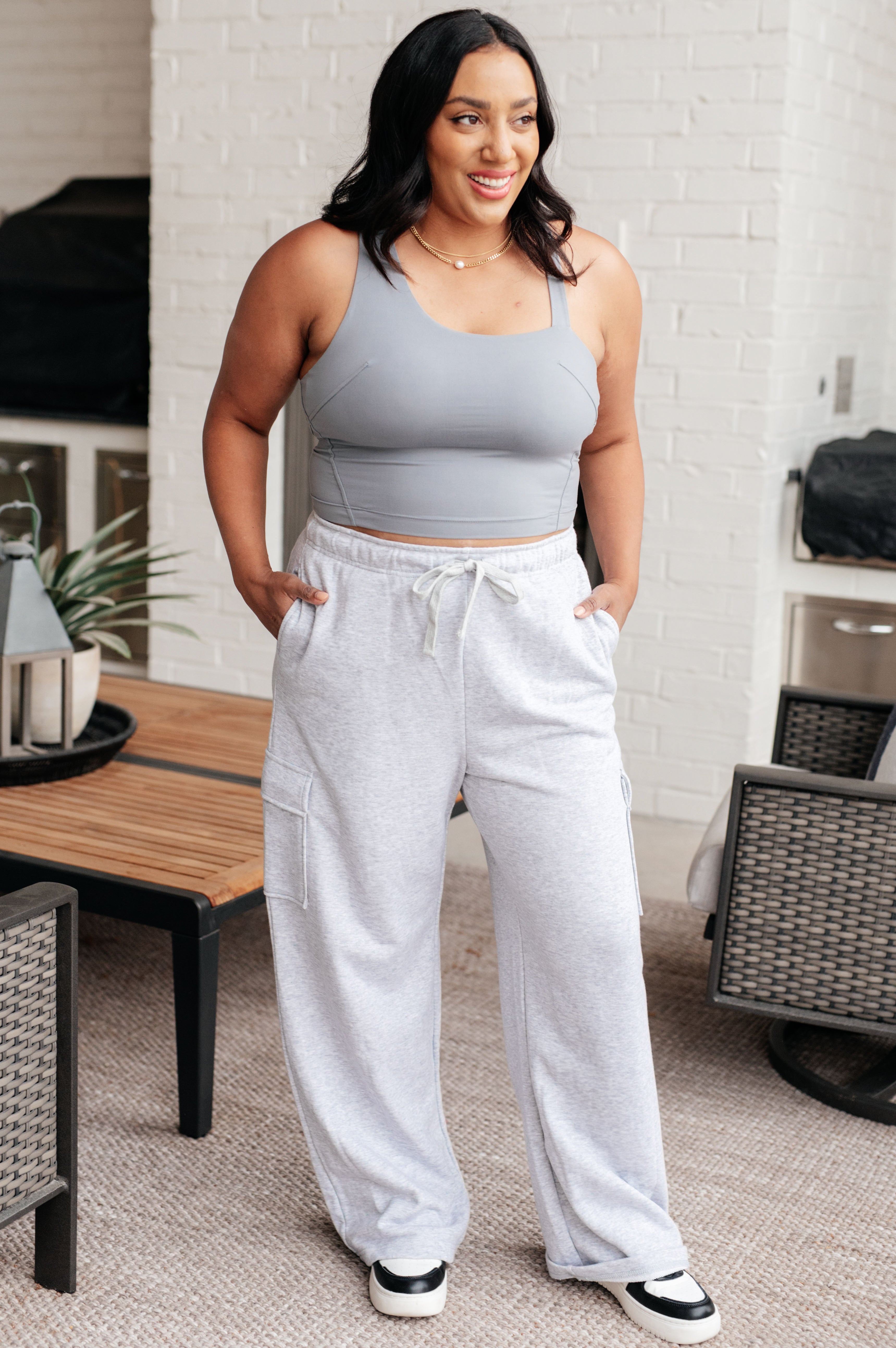 Run, Don't Walk Cargo Sweatpants in Grey Athleisure Ave Shops   