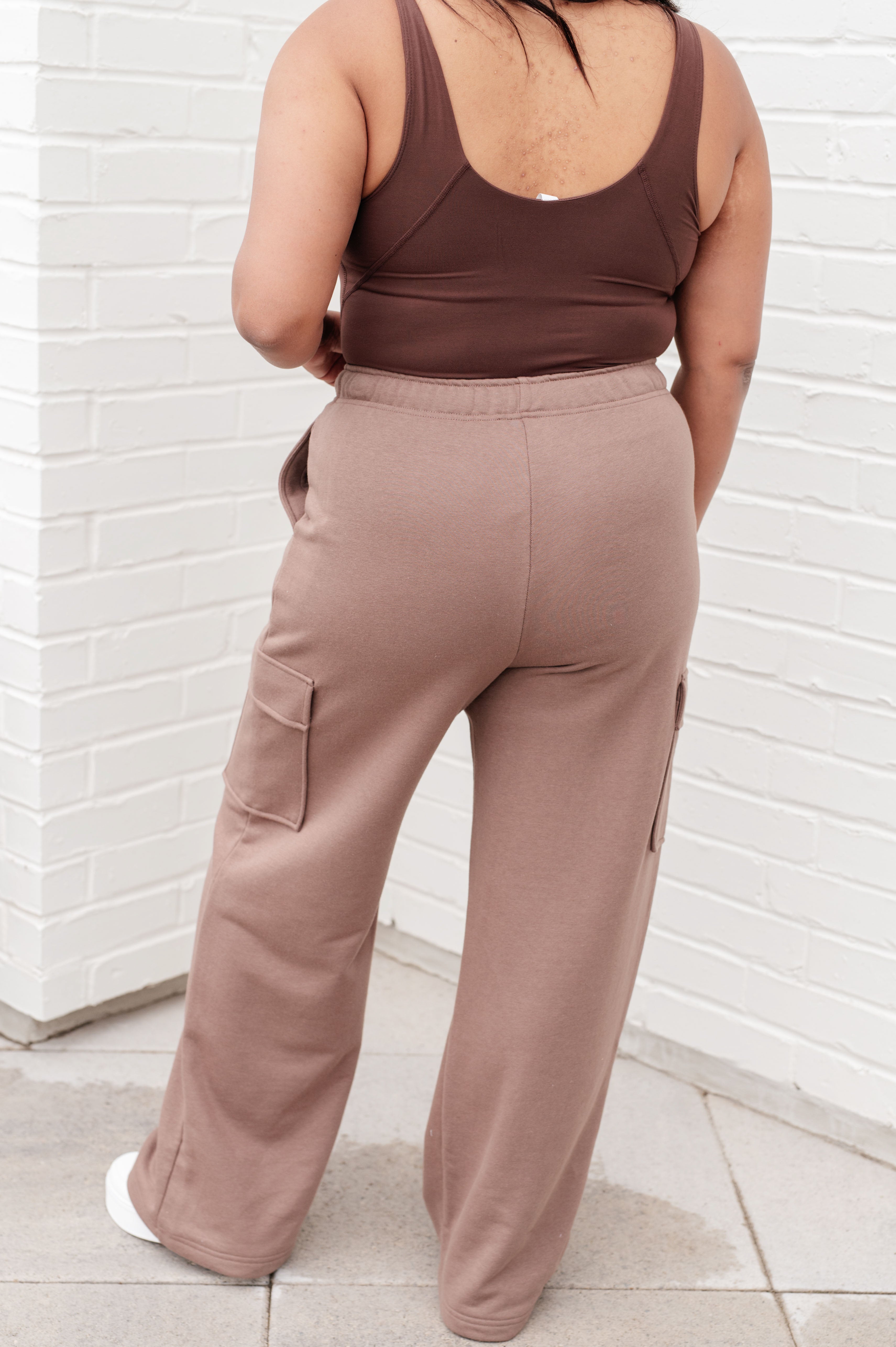 Run, Don't Walk Cargo Sweatpants in Smokey Brown Athleisure Ave Shops   