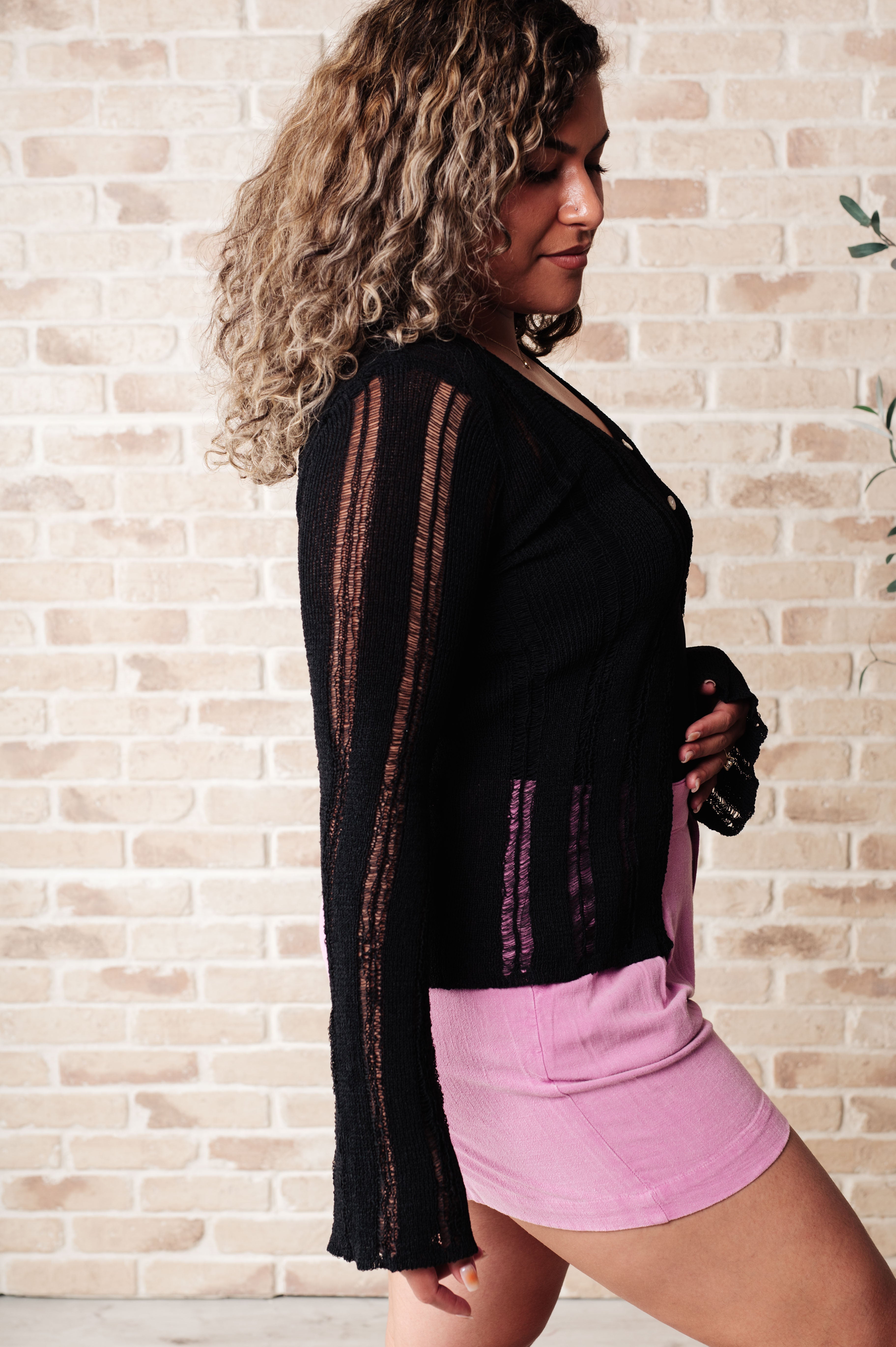 San Tropez Light Weight Knit Cardigan in Black Layers Ave Shops   