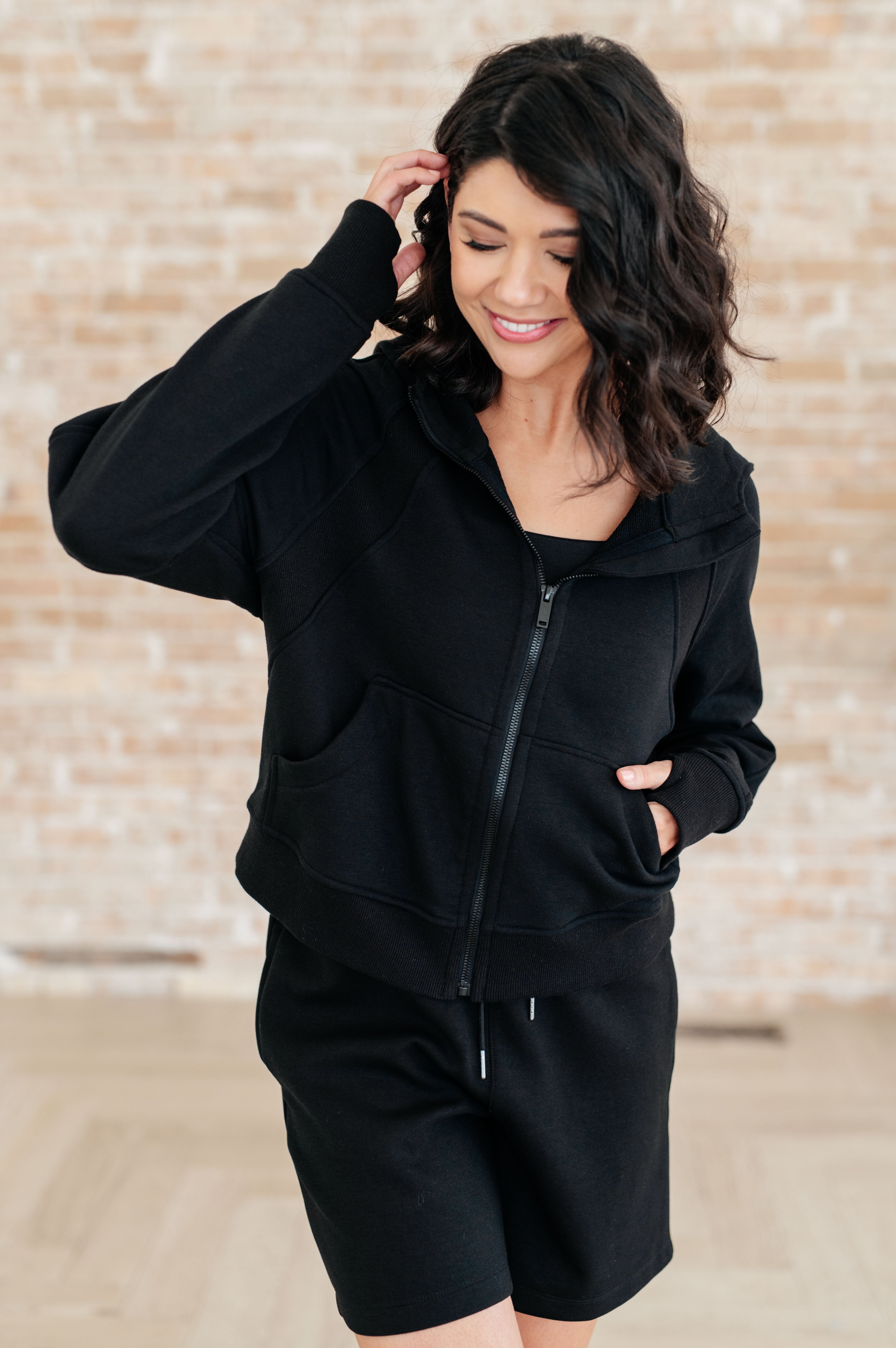 Sun or Shade Zip Up Jacket in Black Athleisure Ave Shops   