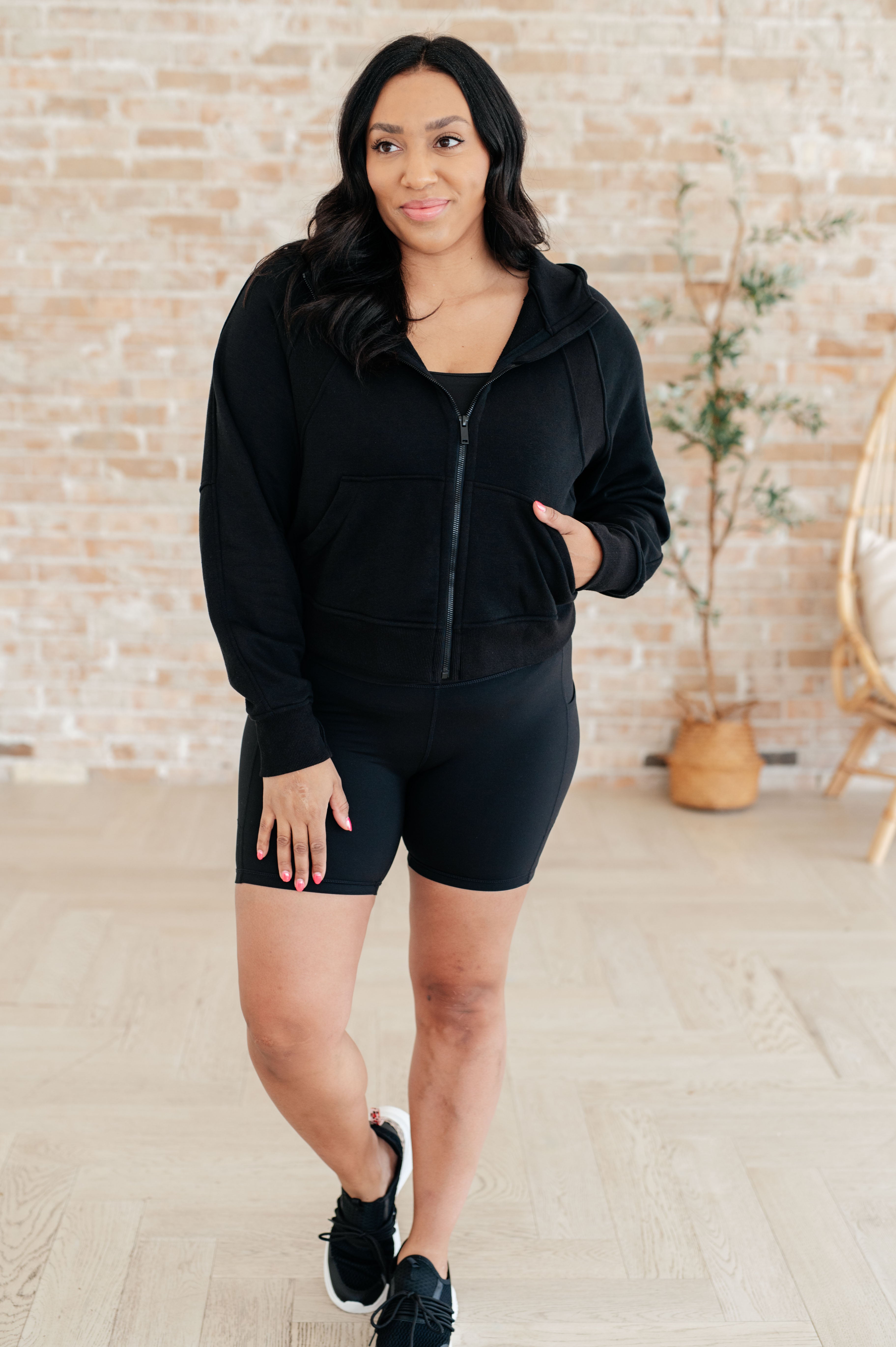 Sun or Shade Zip Up Jacket in Black Athleisure Ave Shops   