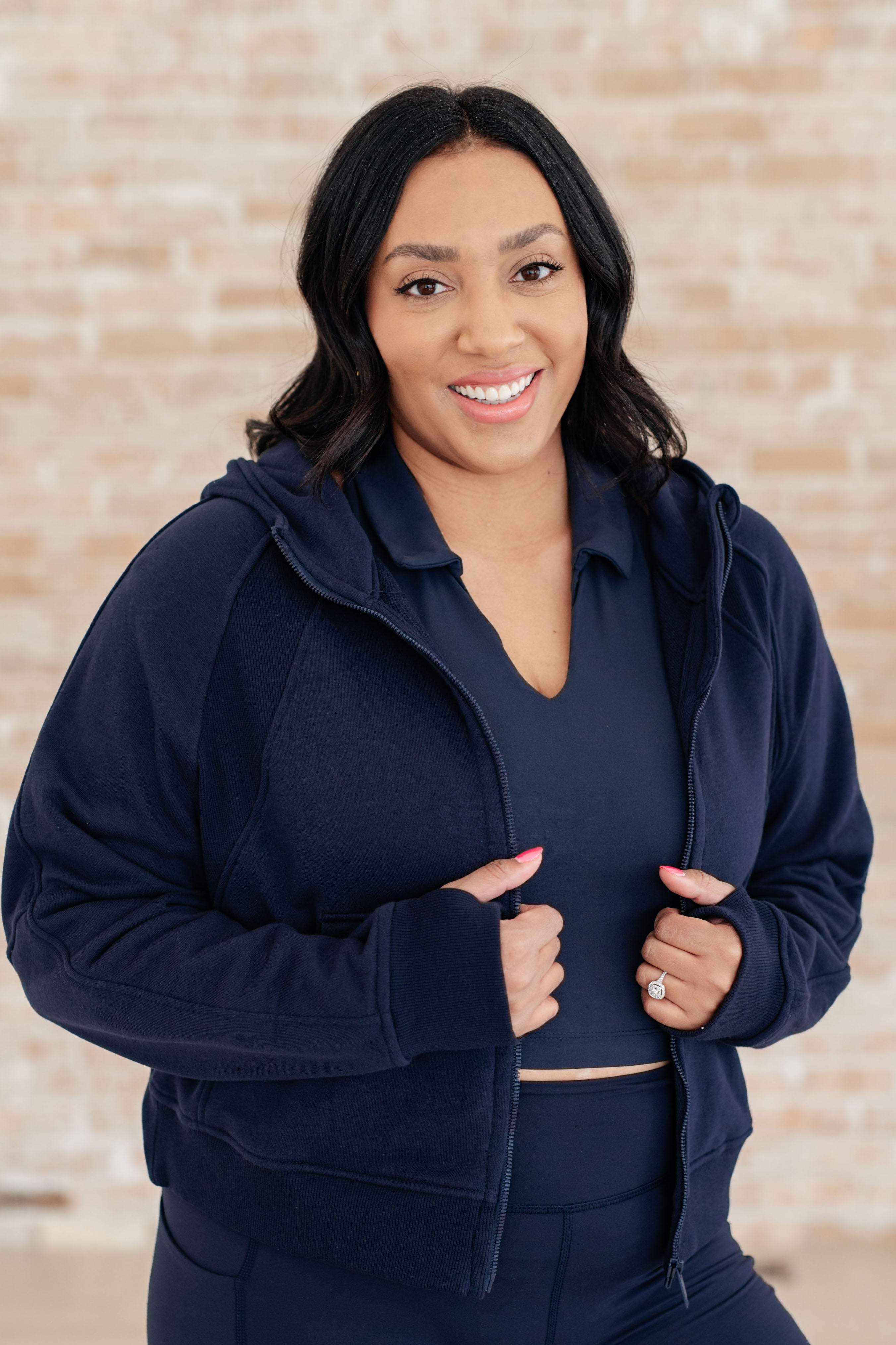 Sun or Shade Zip Up Jacket in Navy Athleisure Ave Shops   