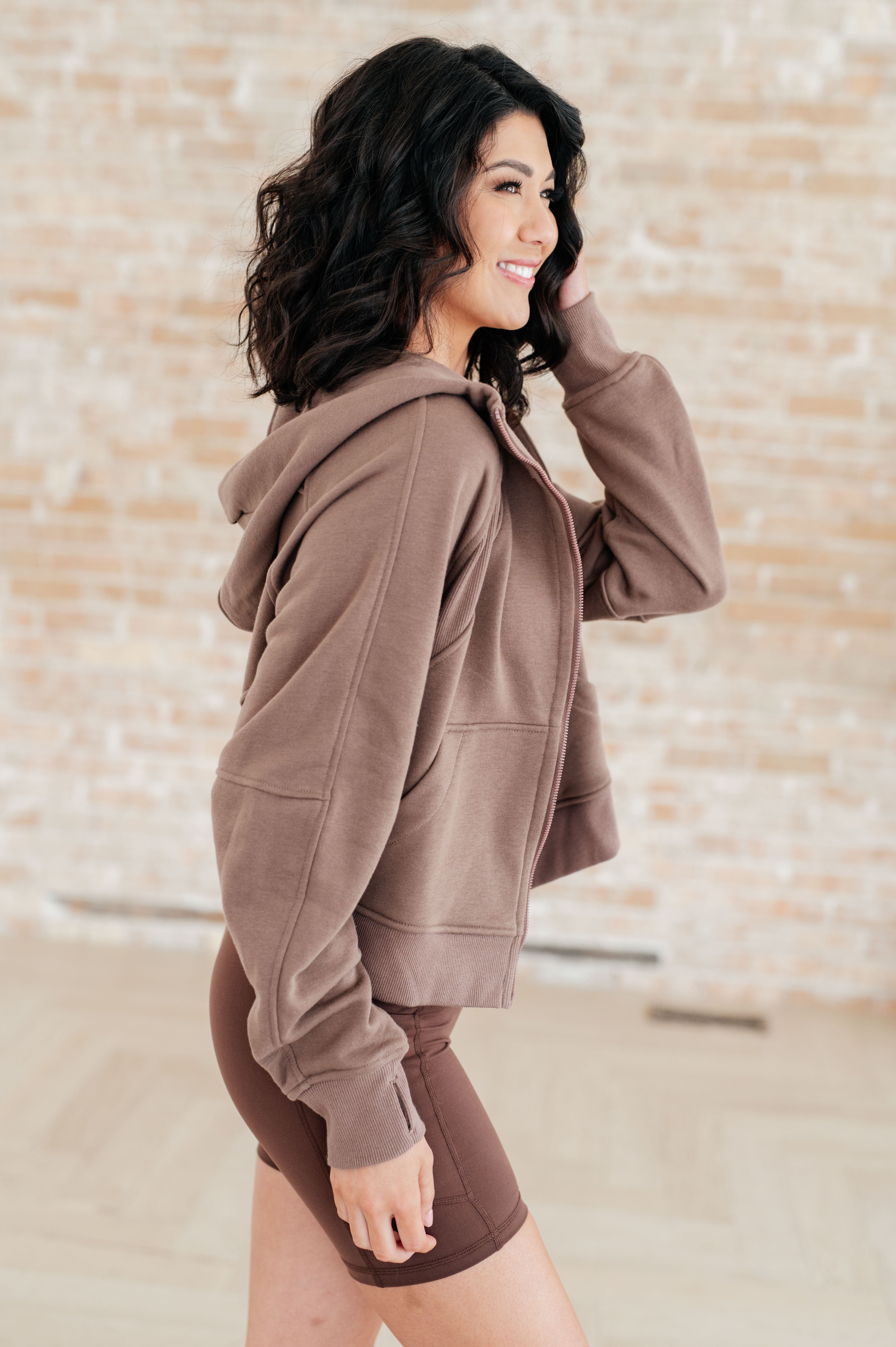Sun or Shade Zip Up Jacket in Smokey Brown Athleisure Ave Shops   