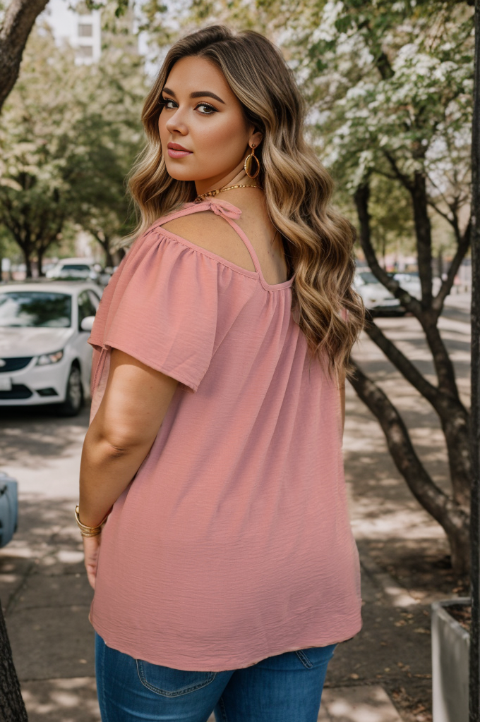 Blushing Over You - Tie Shoulder  Boutique Simplified   