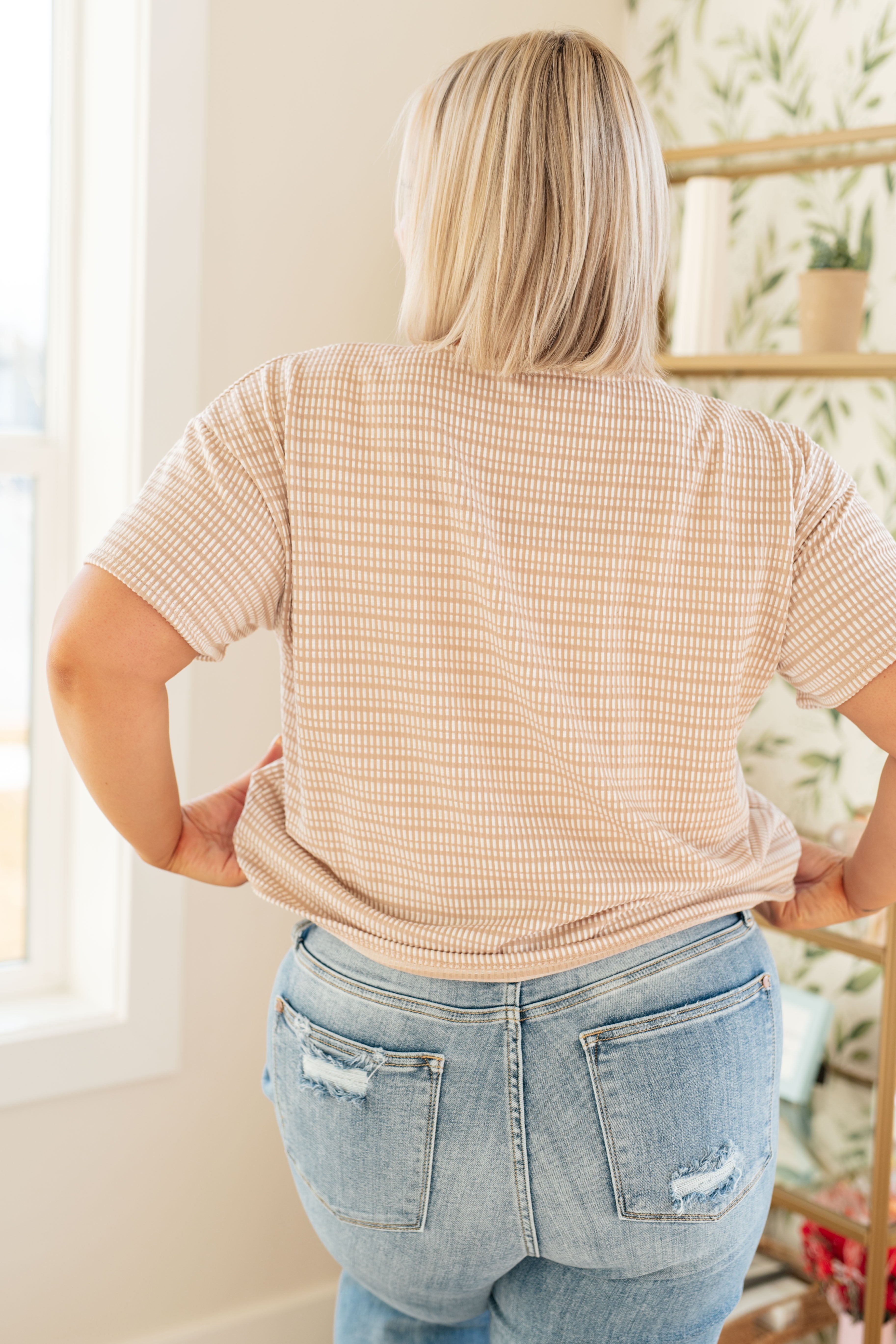 Textured Boxy Top in Taupe Womens Ave Shops   