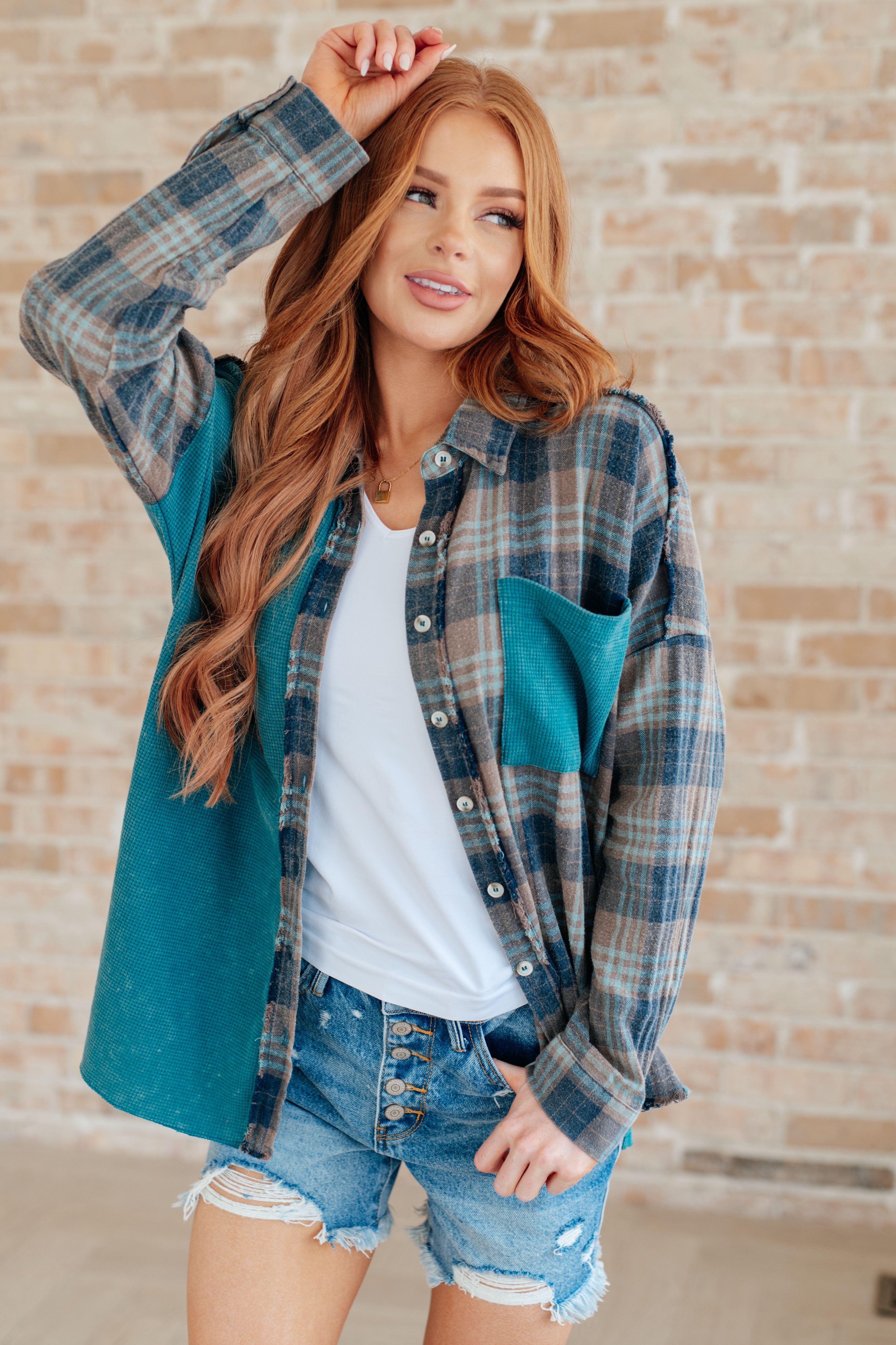 Tied for Time Thermal Plaid Button Up Womens Ave Shops   