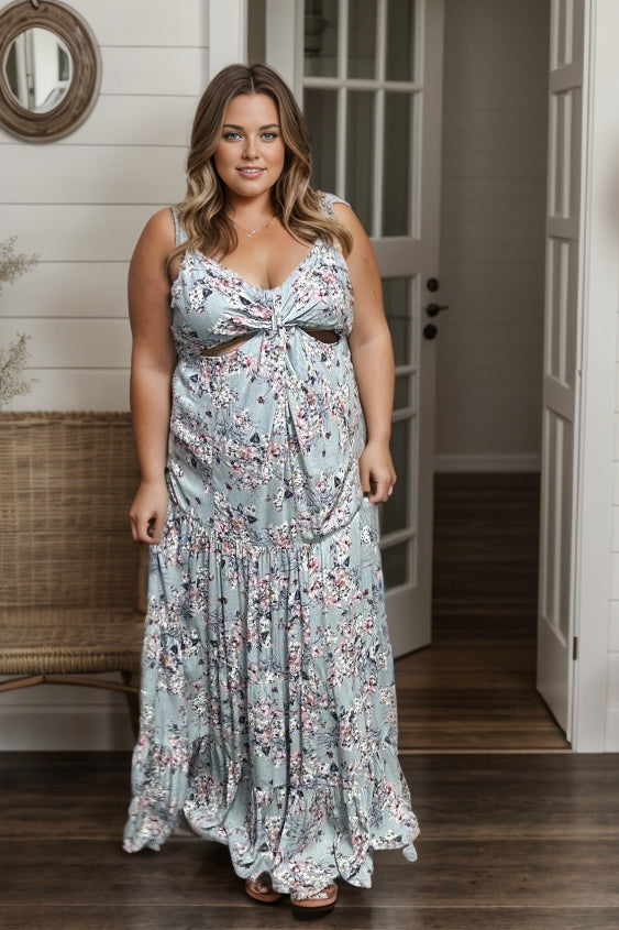 Twist of Floral Maxi - Light Blue  OOTD Boutique Simplified   