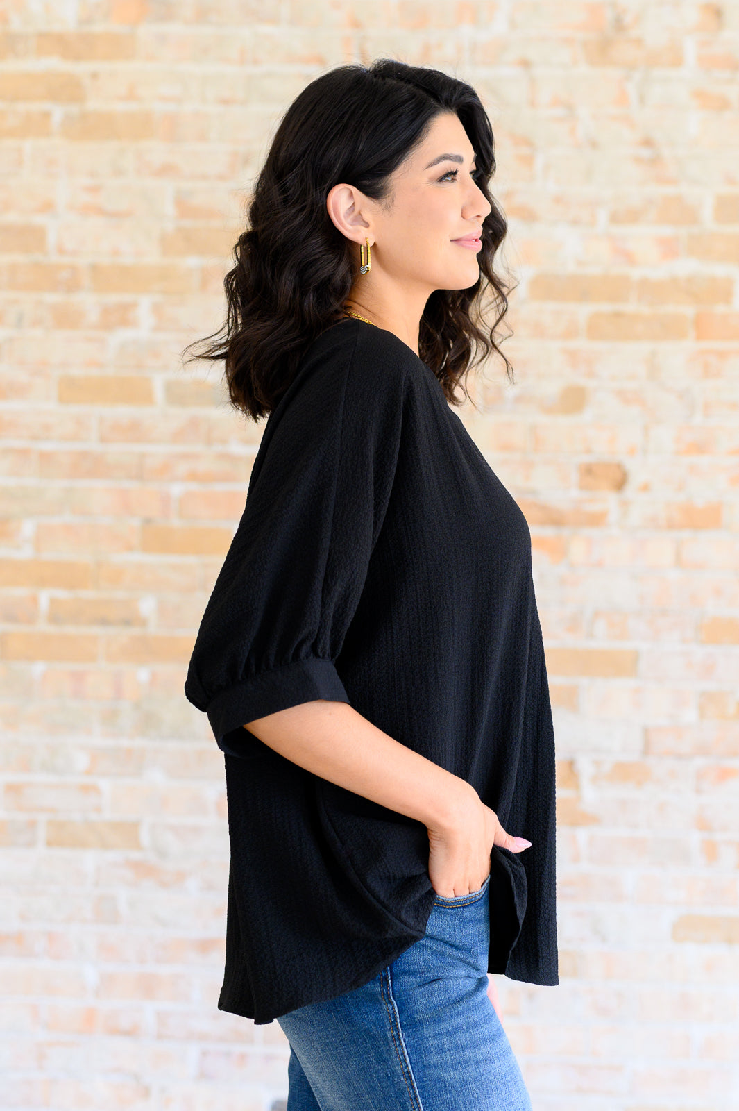 Up For Anything V-Neck Blouse in Black Tops Ave Shops   