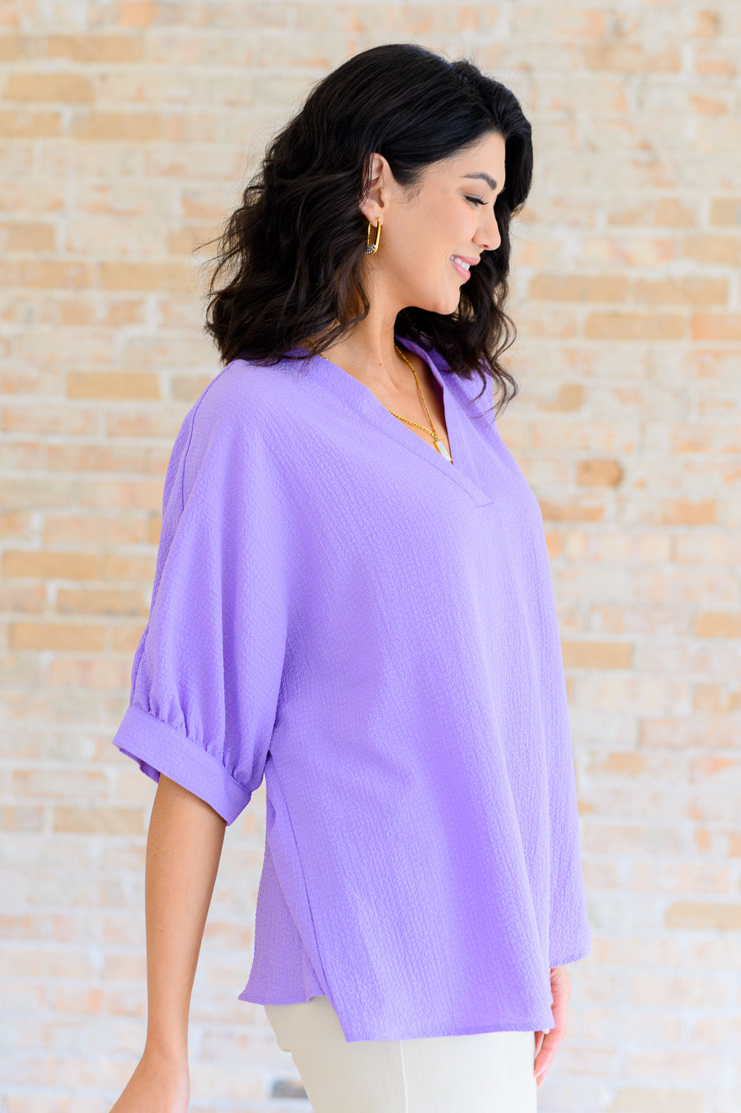 Up For Anything V-Neck Blouse in Lavender Tops Ave Shops   