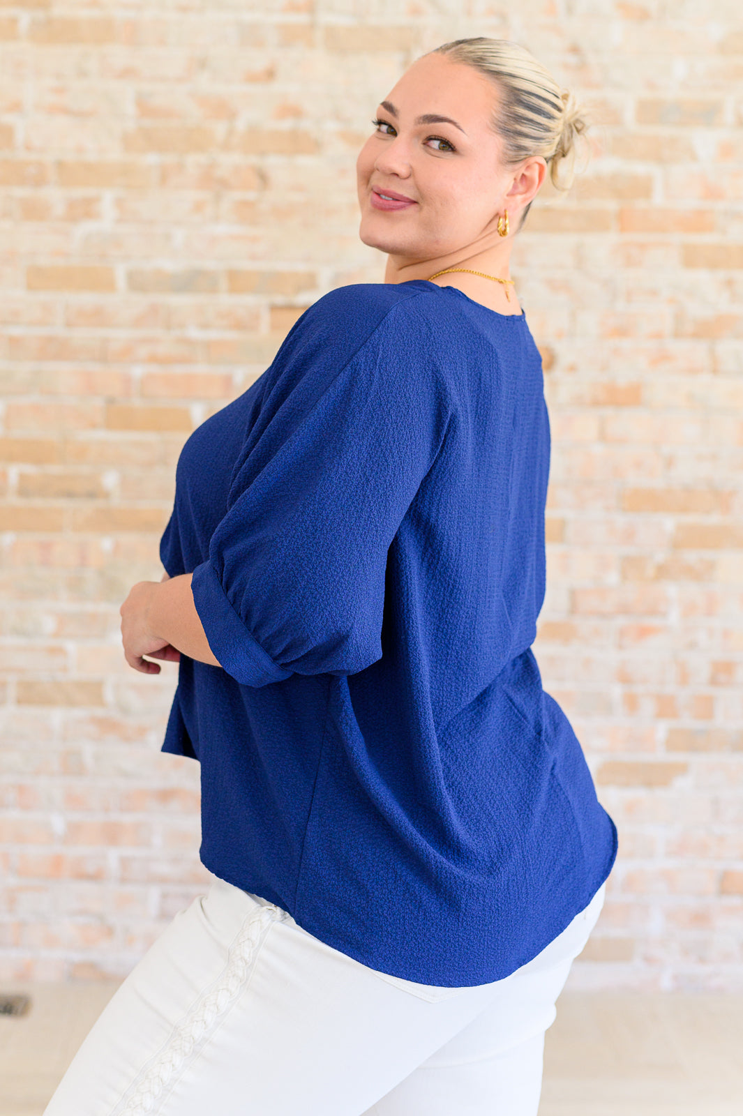 Up For Anything V-Neck Blouse in Navy Tops Ave Shops   