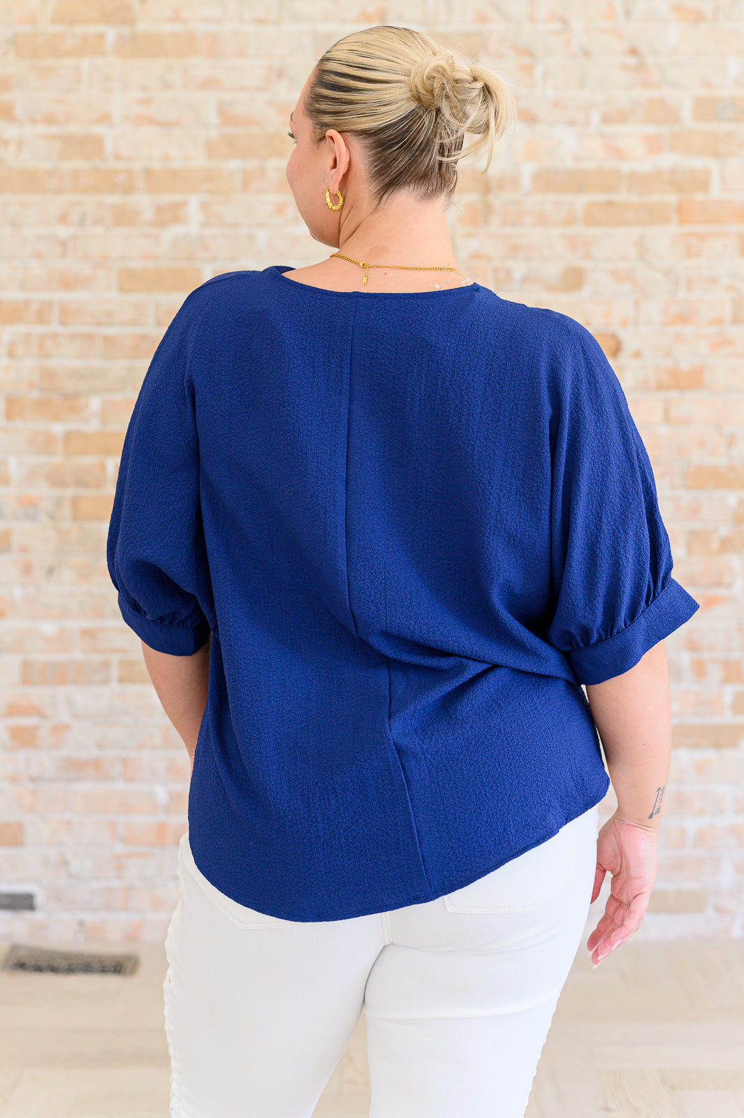 Up For Anything V-Neck Blouse in Navy Tops Ave Shops   