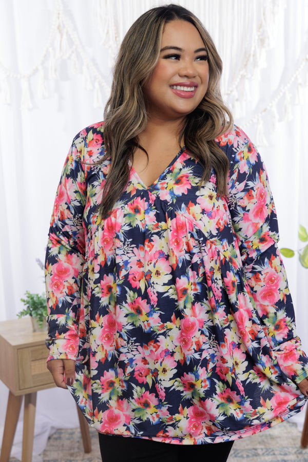 Vibrant Fall Floral Long Sleeve  Boutique Simplified   