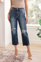 Whitney High Rise Distressed Wide Leg Crop Jeans - Judy Blue Womens Ave Shops   
