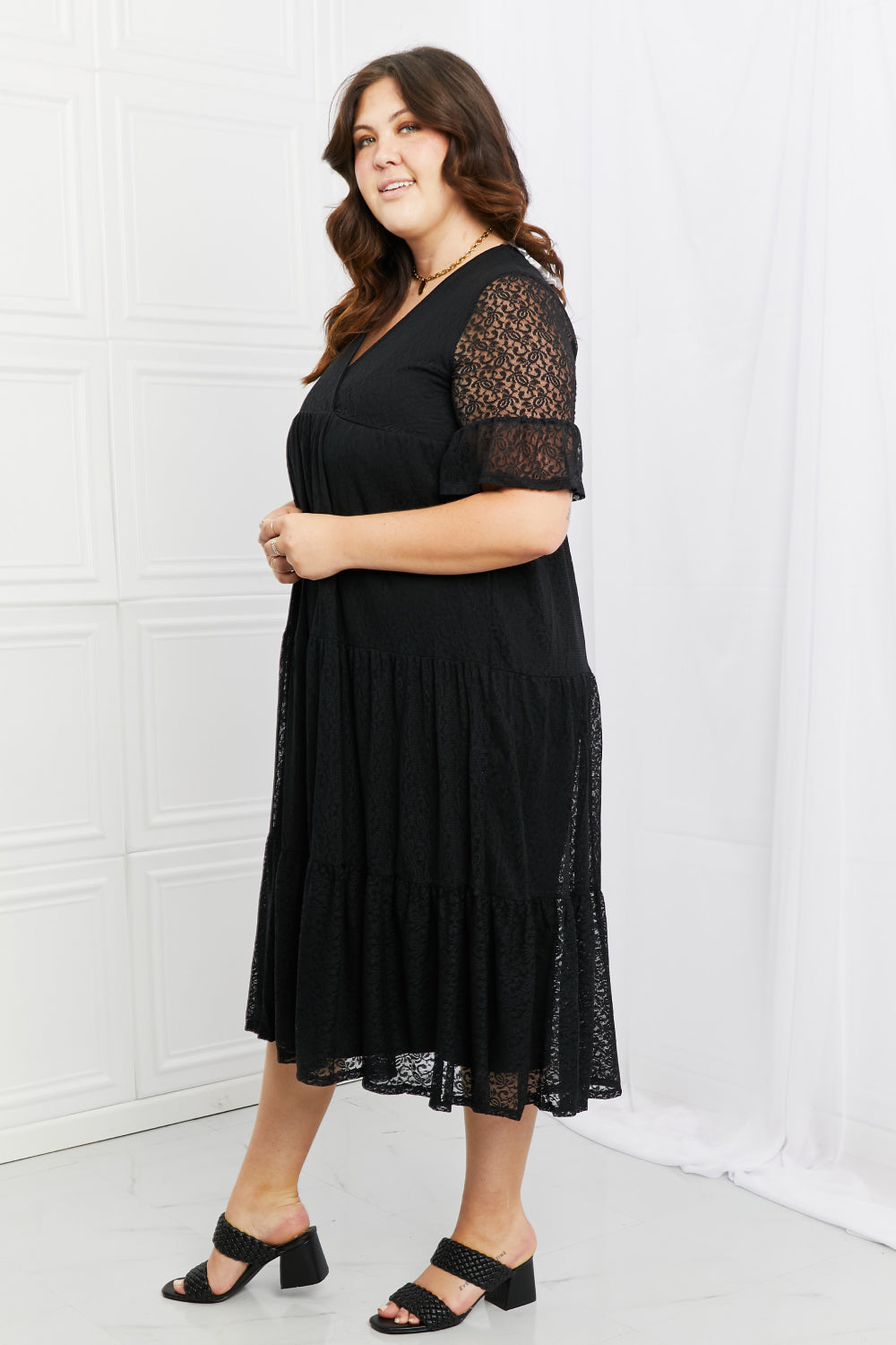 P & Rose Lovely Lace Full Size Tiered Dress Dress Trendsi   