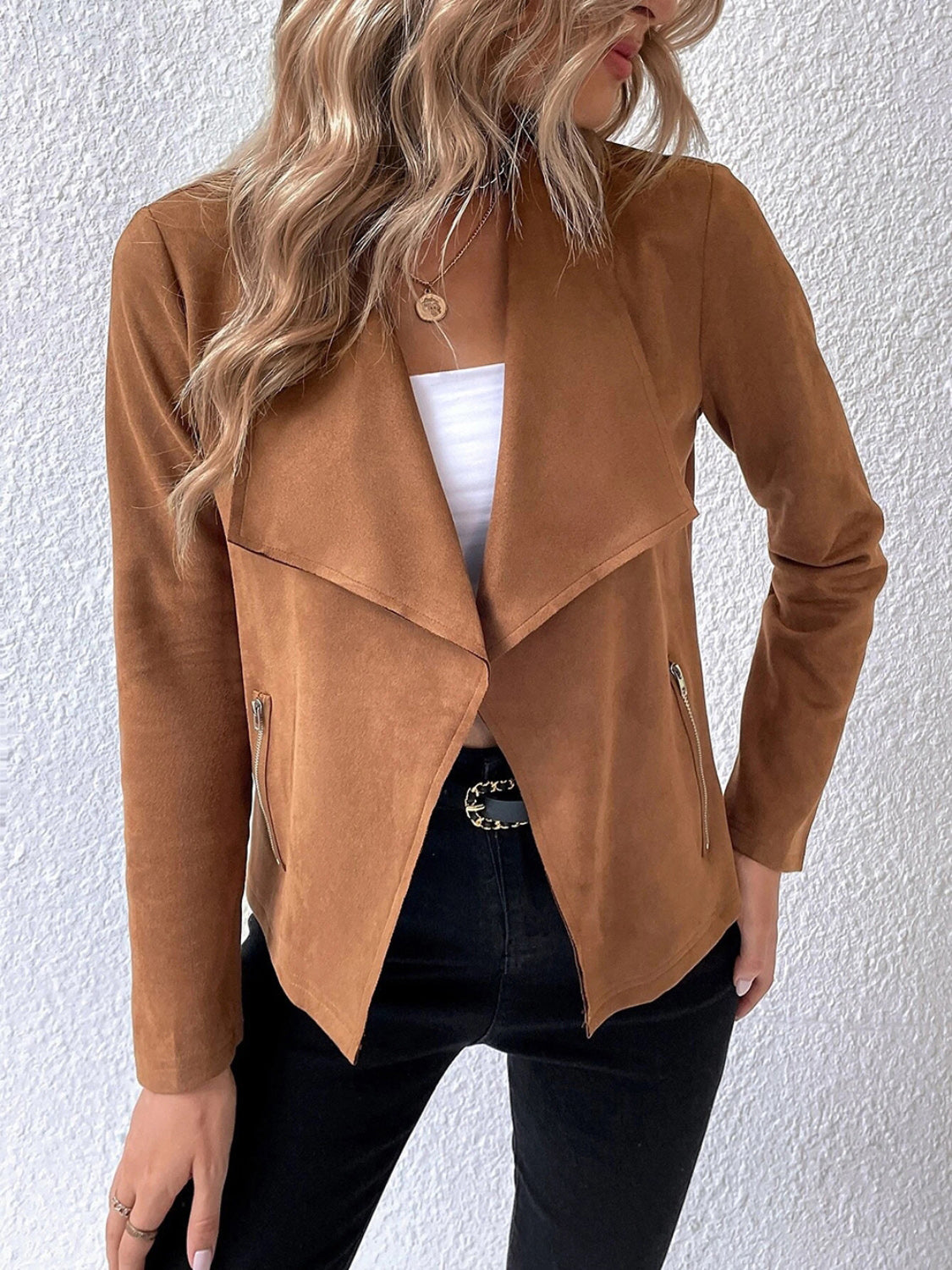 Collared Neck Long Sleeve Jacket