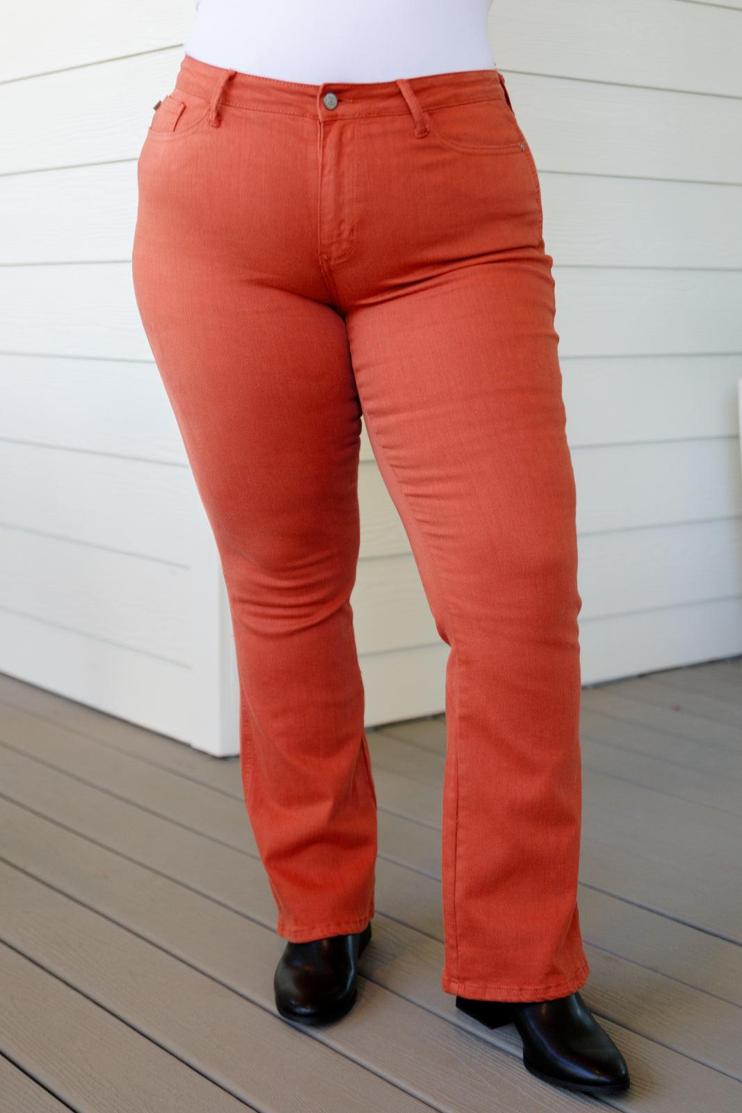 Autumn Mid Rise Slim Bootcut Jeans in Terracotta - Judy Blue Womens Ave Shops   