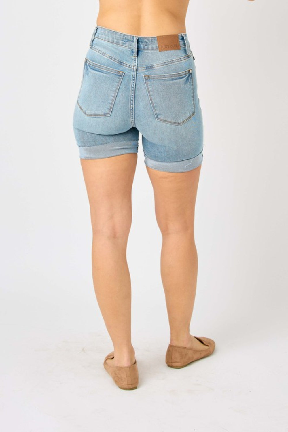 Judy Blue Full Size Tummy Control Denim Shorts Bottoms Trendsi   