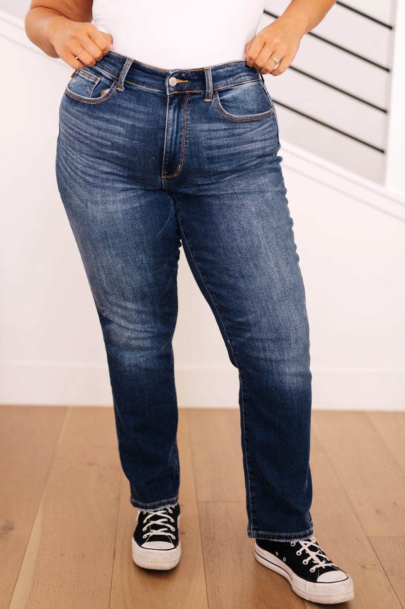 Estelle High Waist Thermal Straight Jeans - Judy Blue Womens Ave Shops   