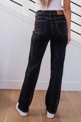 Joan High Rise Control Top Straight Jeans in Washed Black - Judy Blue Womens Ave Shops   
