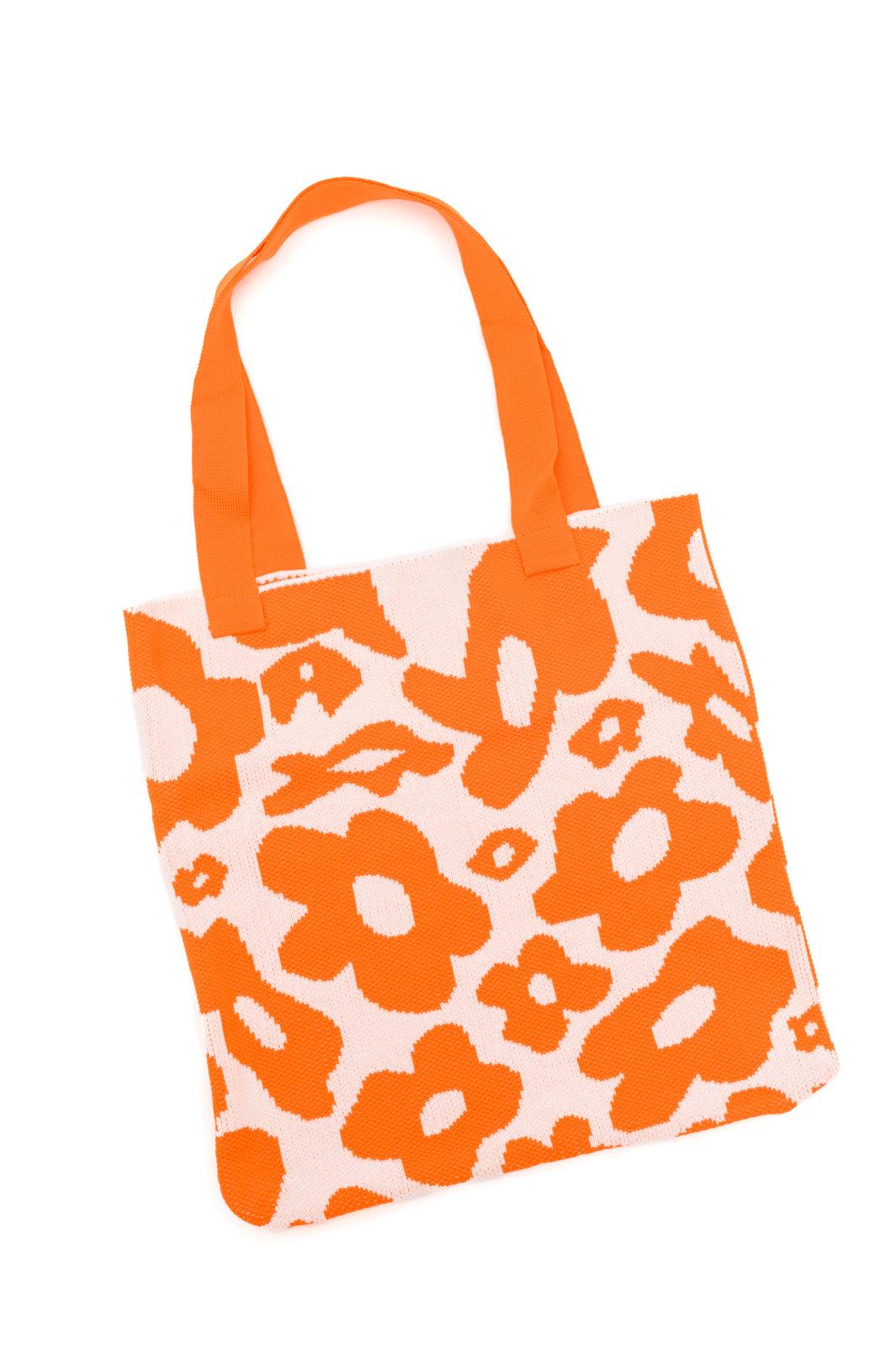 Lazy Daisy Knit Bag in Orange Womens Ave Shops   