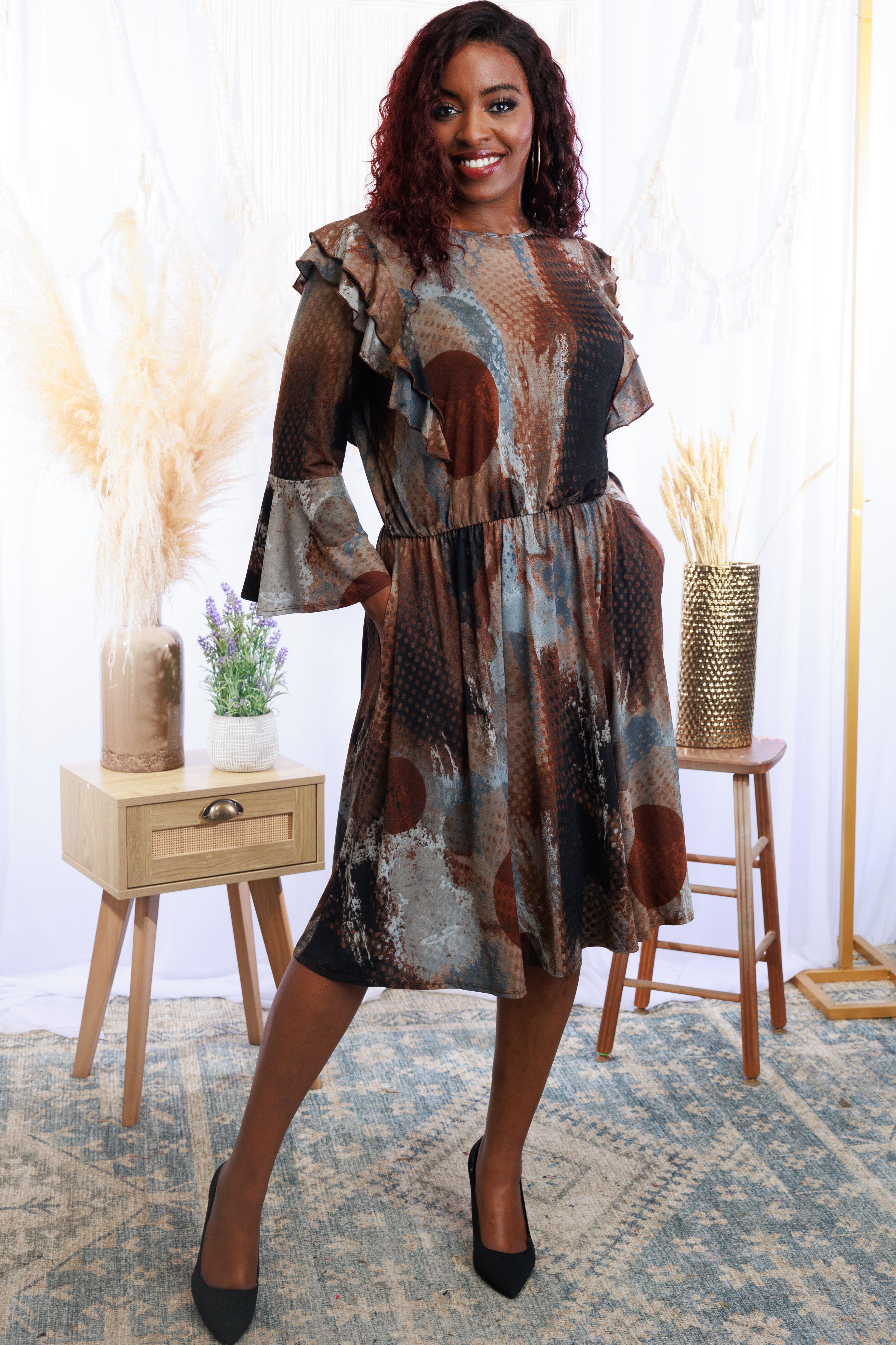 Modern Art - Ruffle Sleeve Dress Giftmas Boutique Simplified   