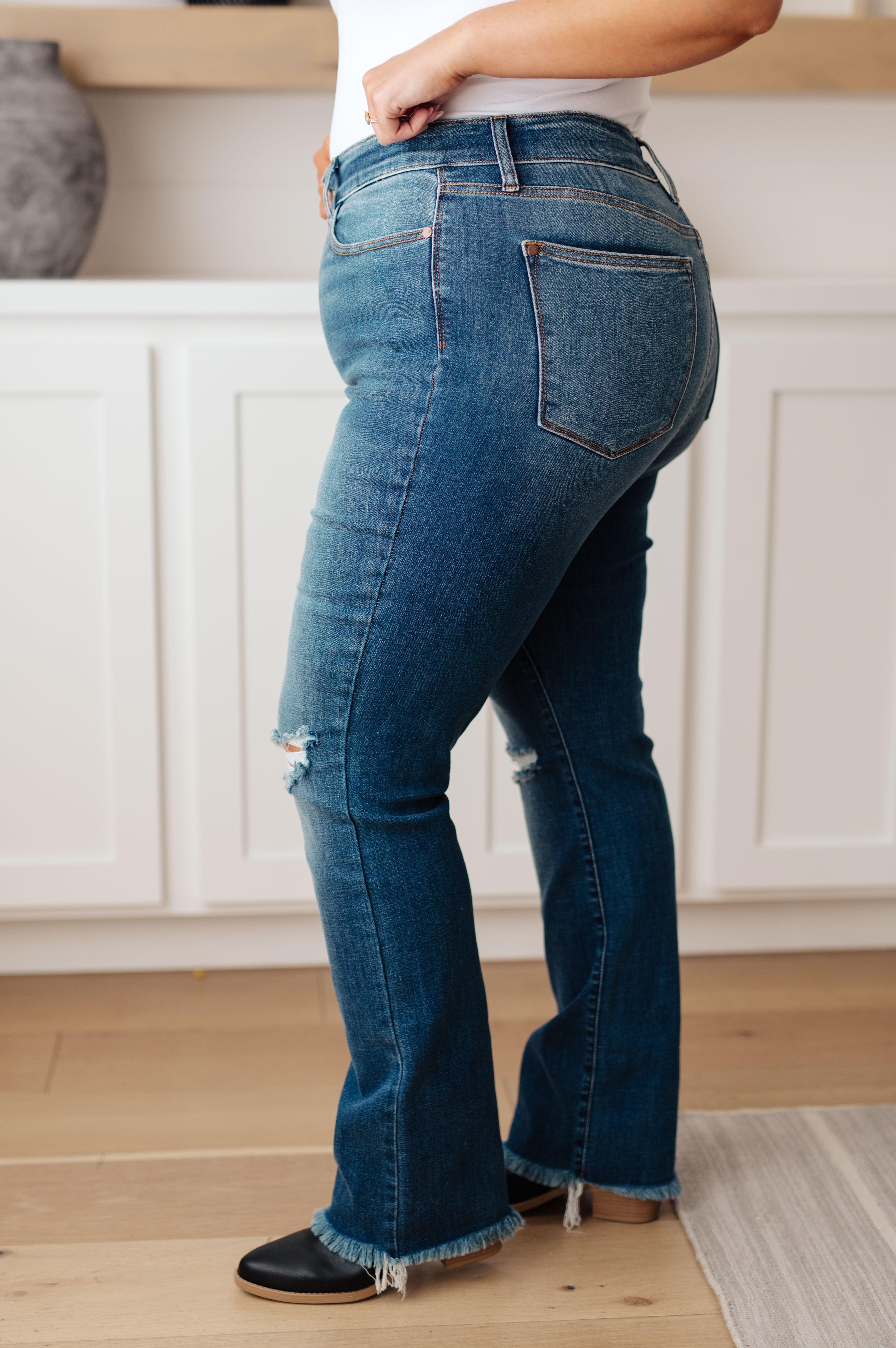 Morgan High Rise Distressed Straight Jeans - Judy Blue Womens Ave Shops   