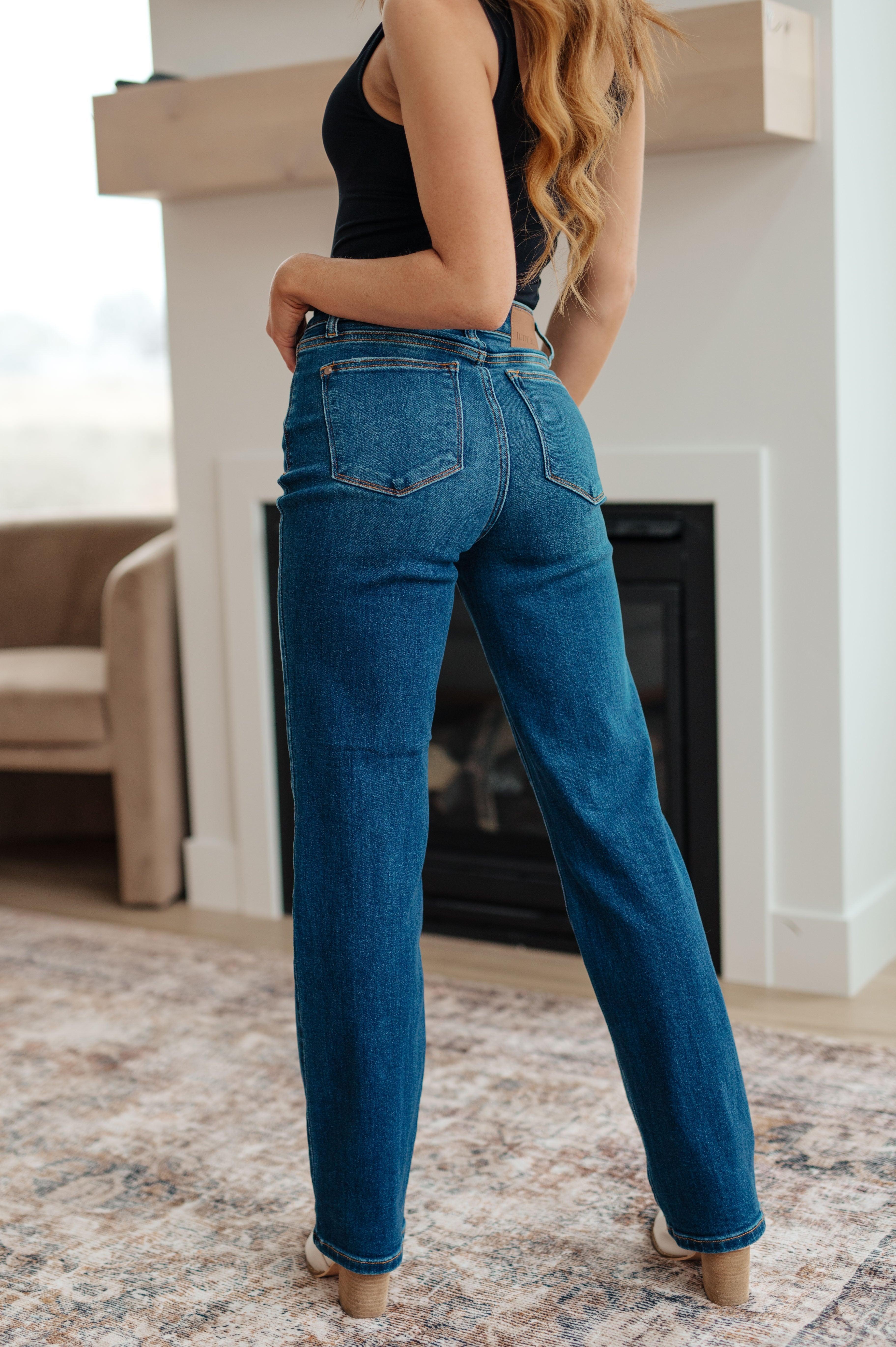 Pippa High Rise Button Fly Straight Jeans - Judy Blue Womens Ave Shops   