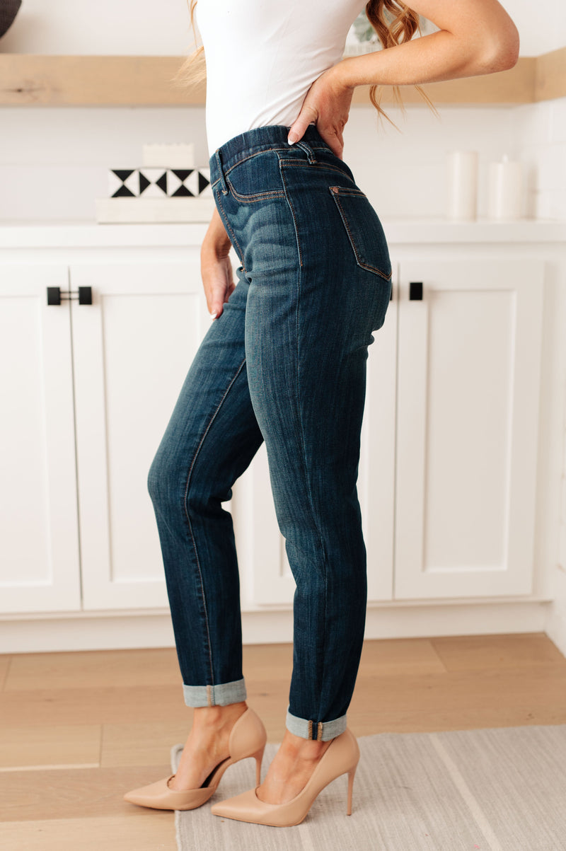 Rowena High Rise Pull On Double Cuff Slim Jeans - Judy Blue Womens Ave Shops   