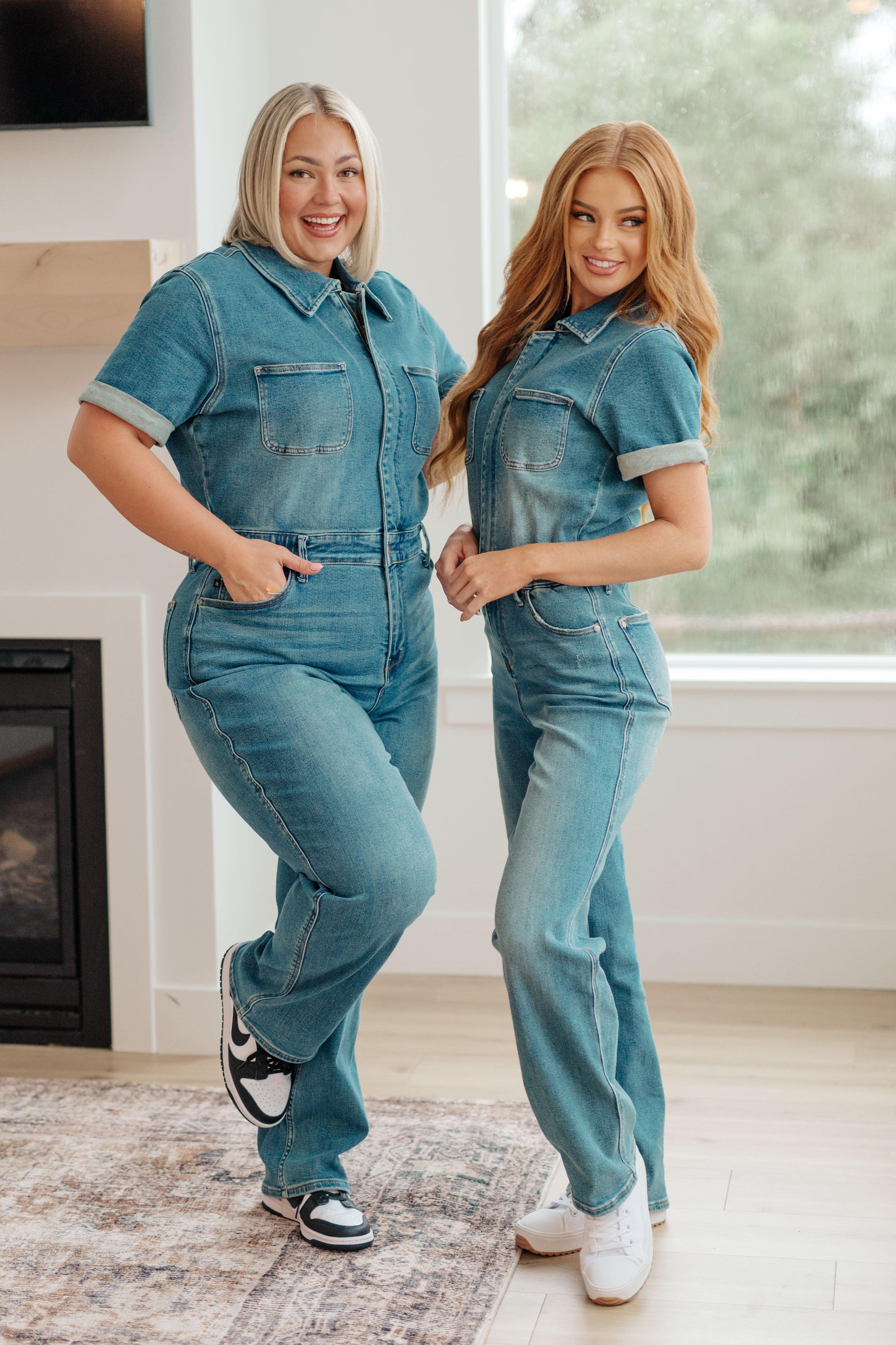 JUDY BLUE Sylvia Short Sleeve Denim Jumpsuit SIZES S-3XL [ONLINE EXCLU –  Elle Rae Boutique