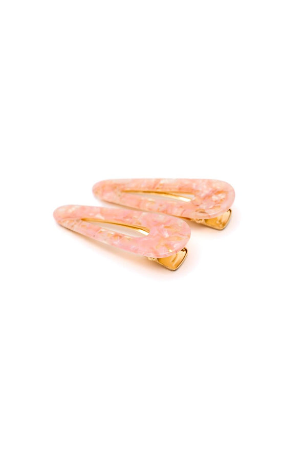 2 Pack Teardrop Hair Clip in Pink Shell Womens Ave Shops   
