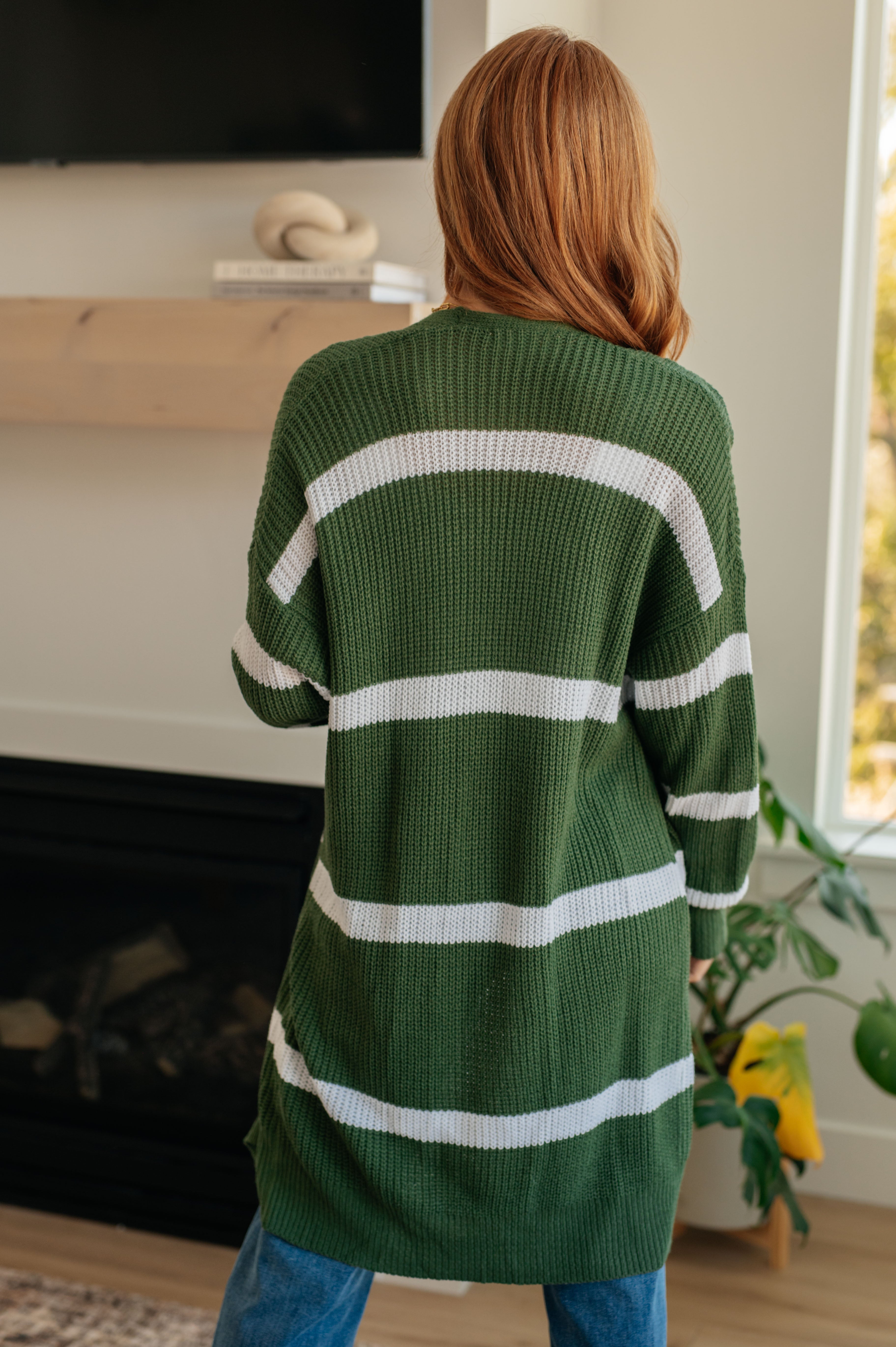Brighter is Better Striped Cardigan in Green- 11/30/2023 Womens Ave Shops   