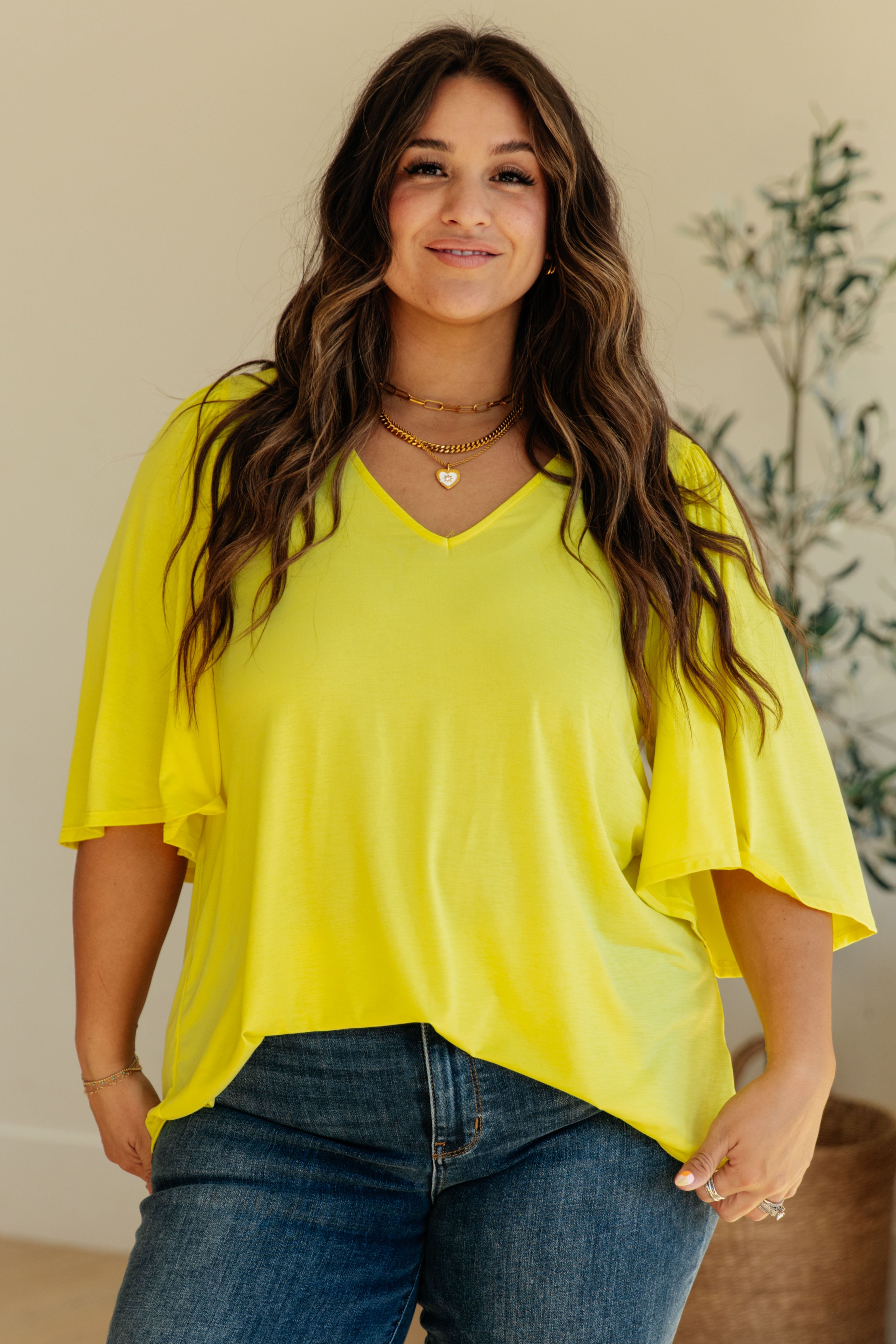 Cali Blouse in Neon Yellow Womens Ave Shops   