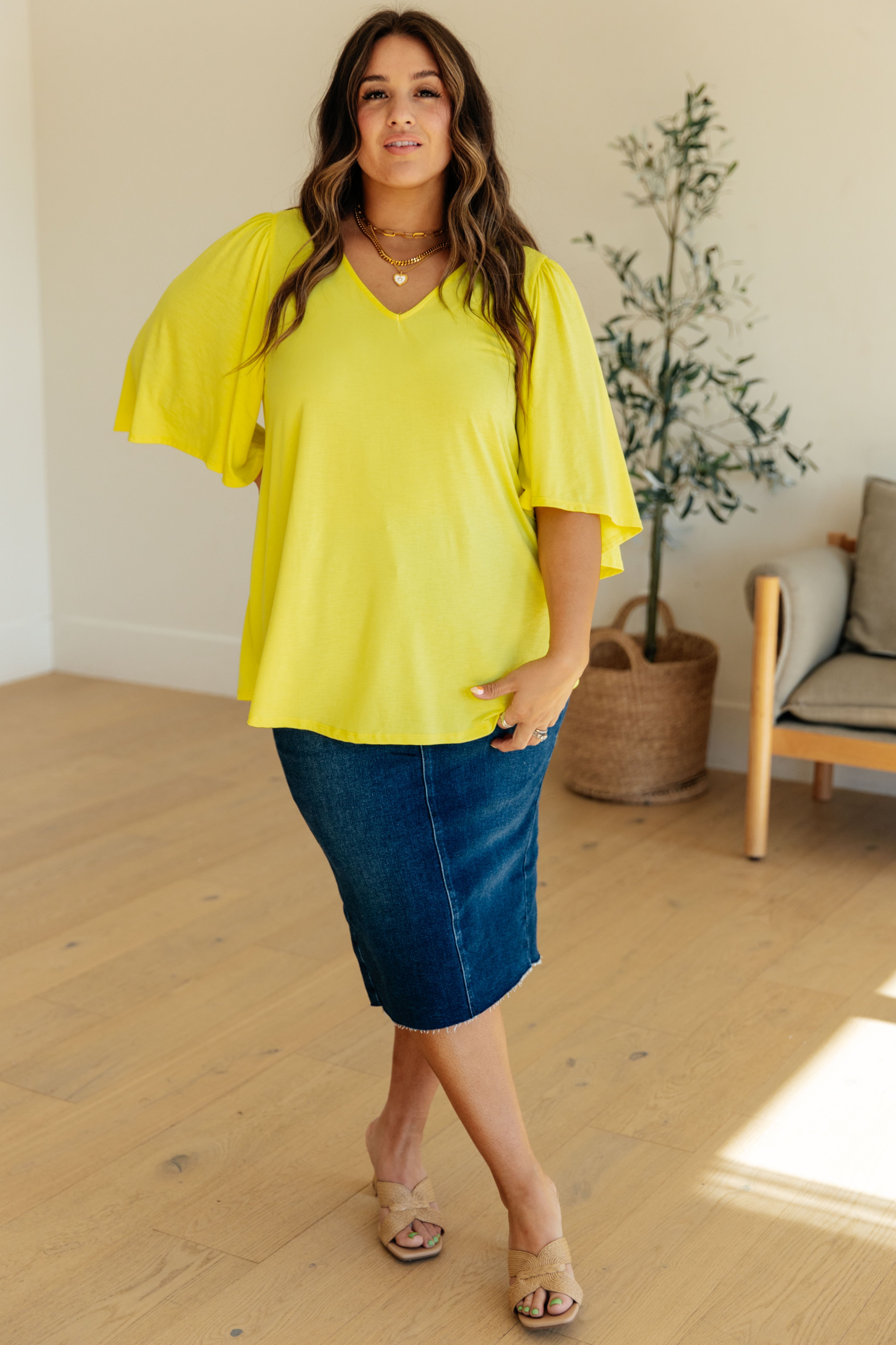 Cali Blouse in Neon Yellow Womens Ave Shops   