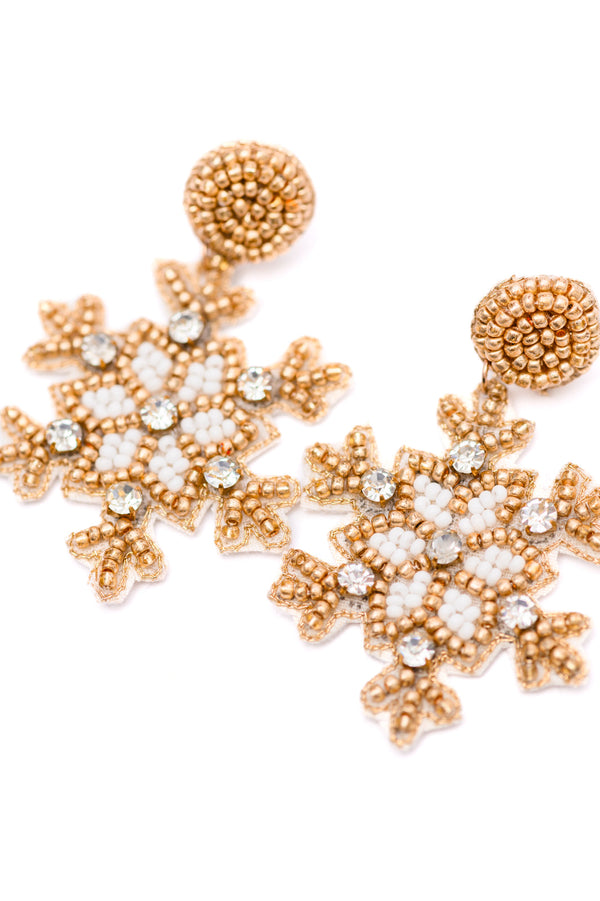 Glitz And Glam Beaded Snowflake Earrings Womens Ave Shops   