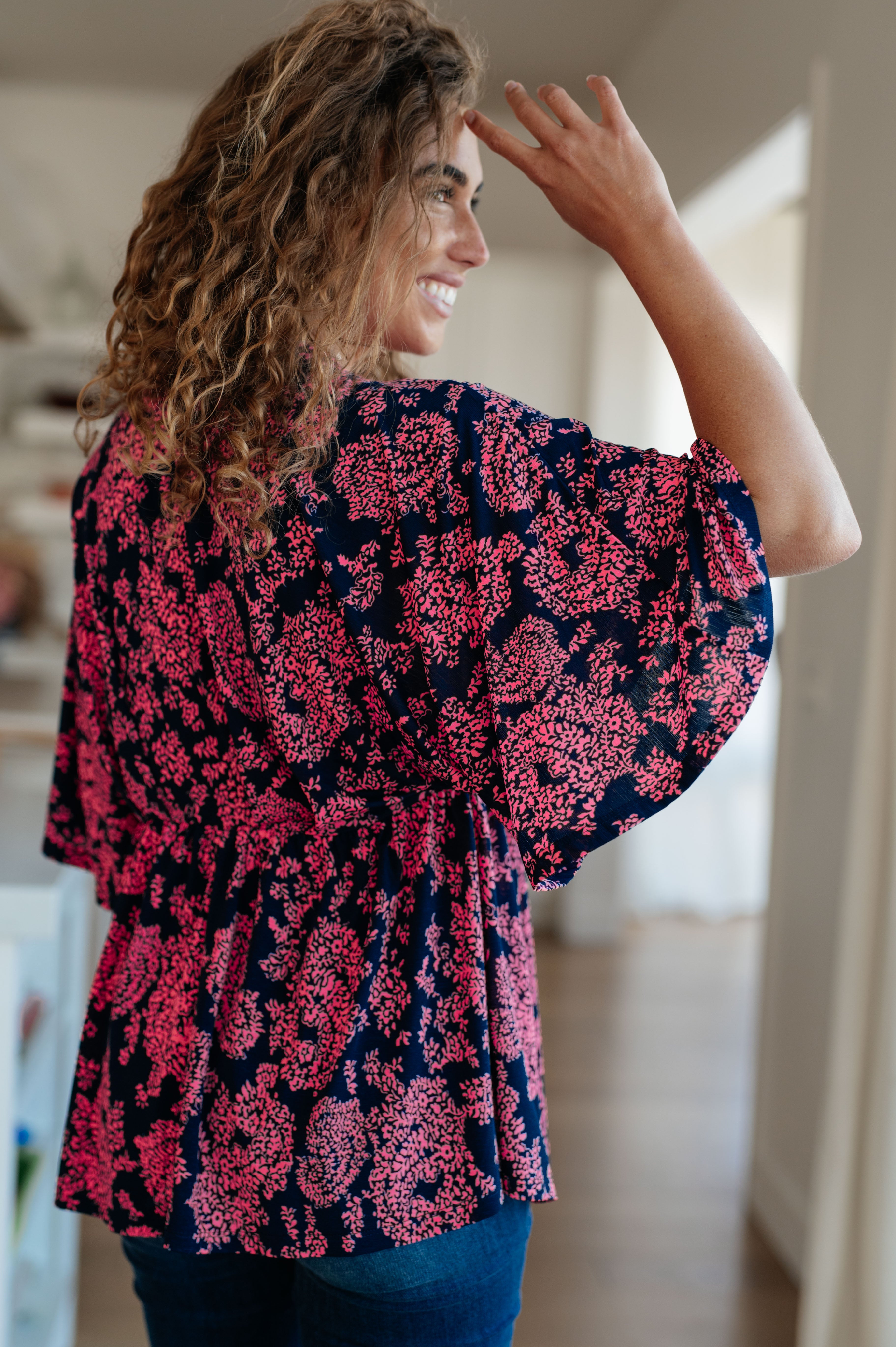 Dearest Dreamer Peplum Top in Pink Paisley Womens Ave Shops   