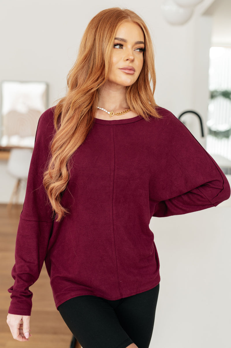 Drive Downtown Dolman Sleeve Top in Wine Womens Ave Shops   