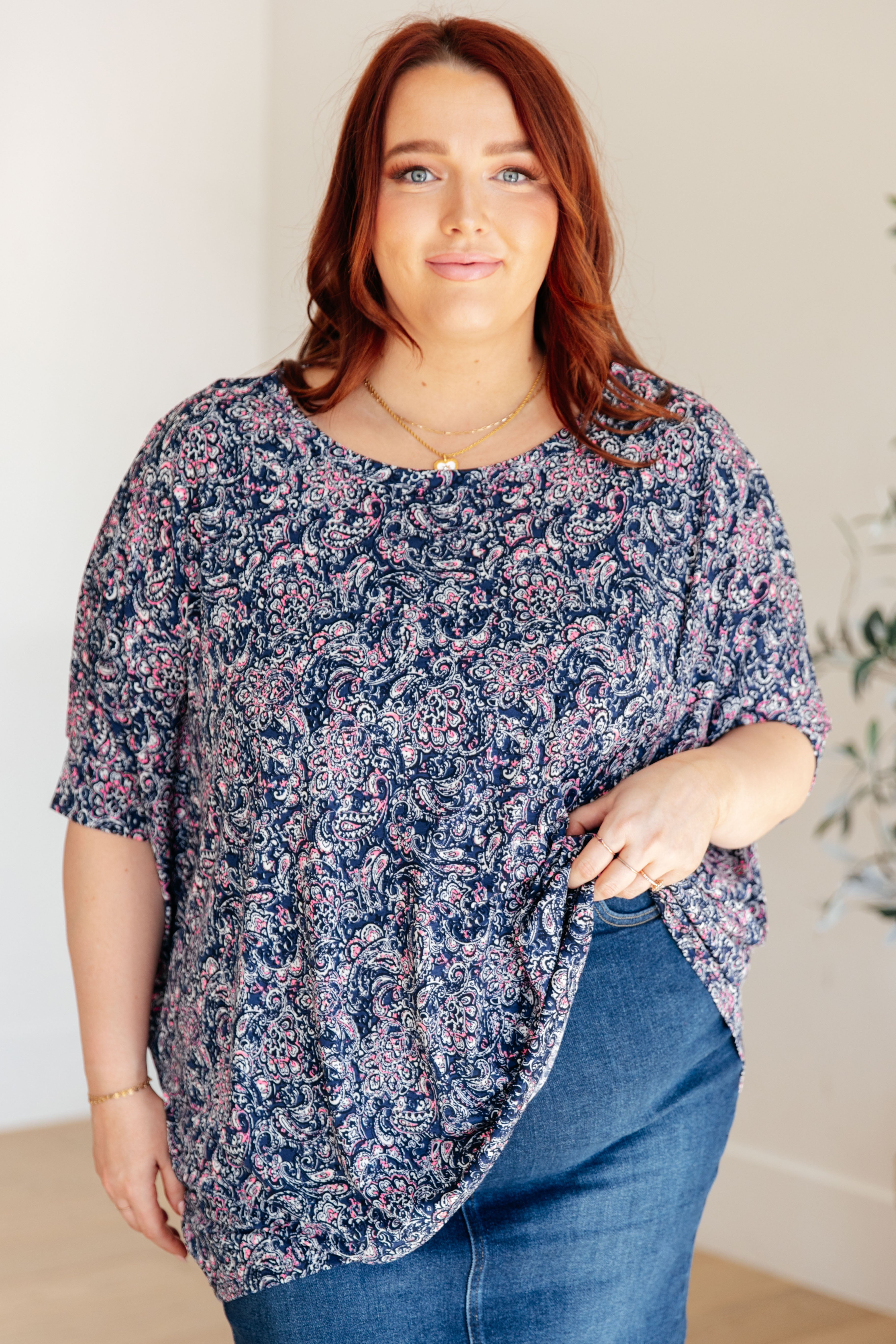 Essential Blouse in Navy Paisley Womens Ave Shops   