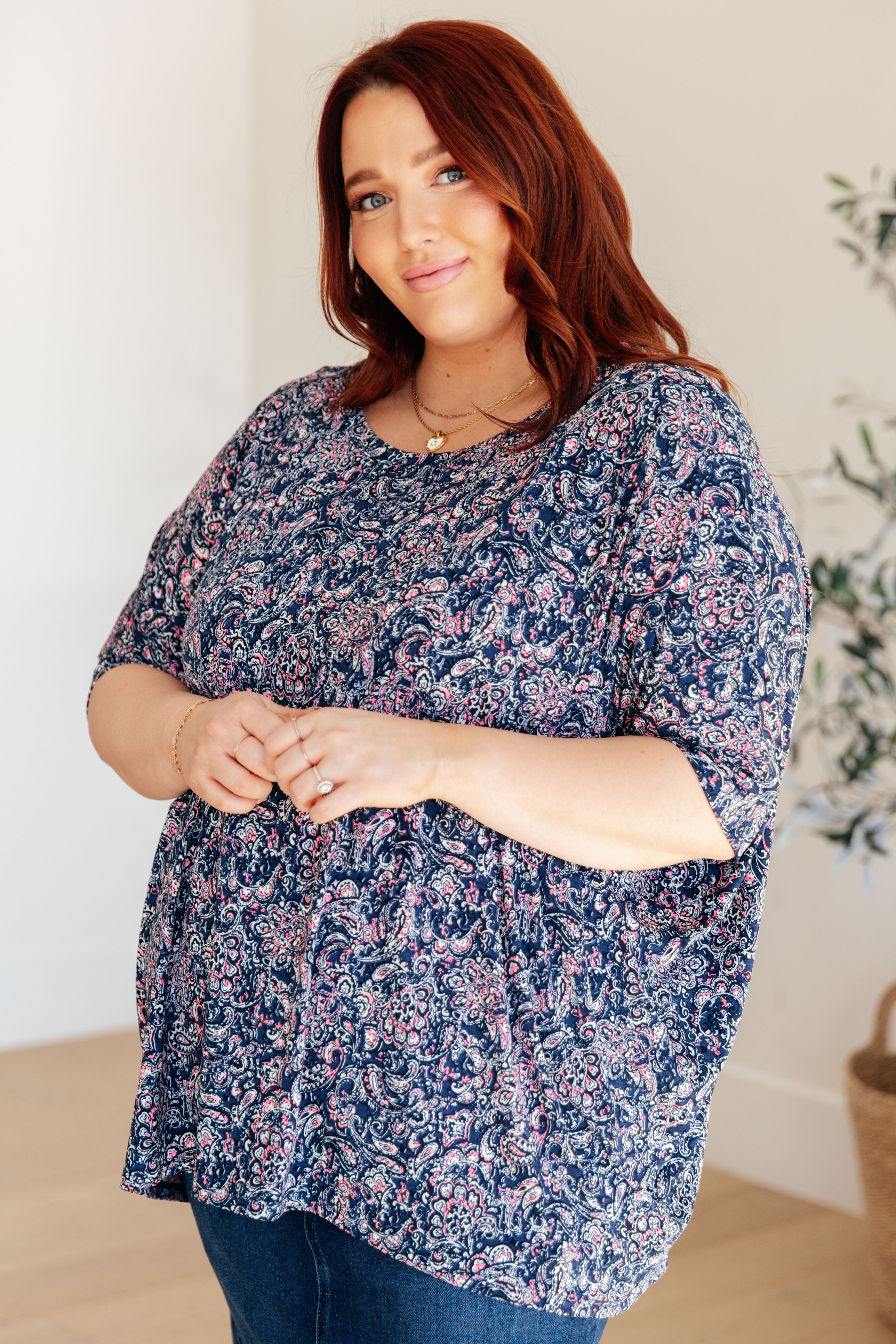 Essential Blouse in Navy Paisley Womens Ave Shops   