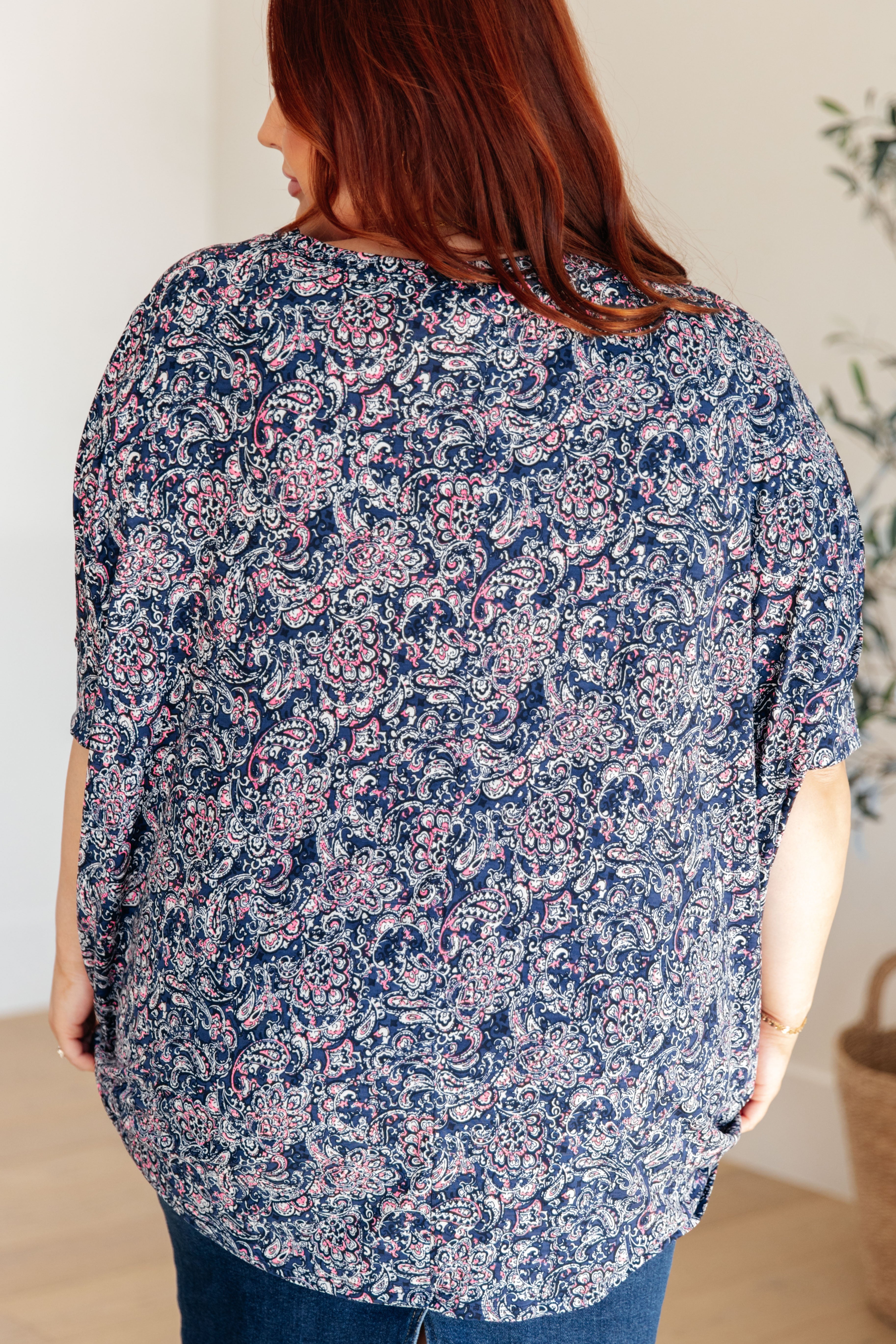 Essential Blouse in Navy Paisley Womens Ave Shops   