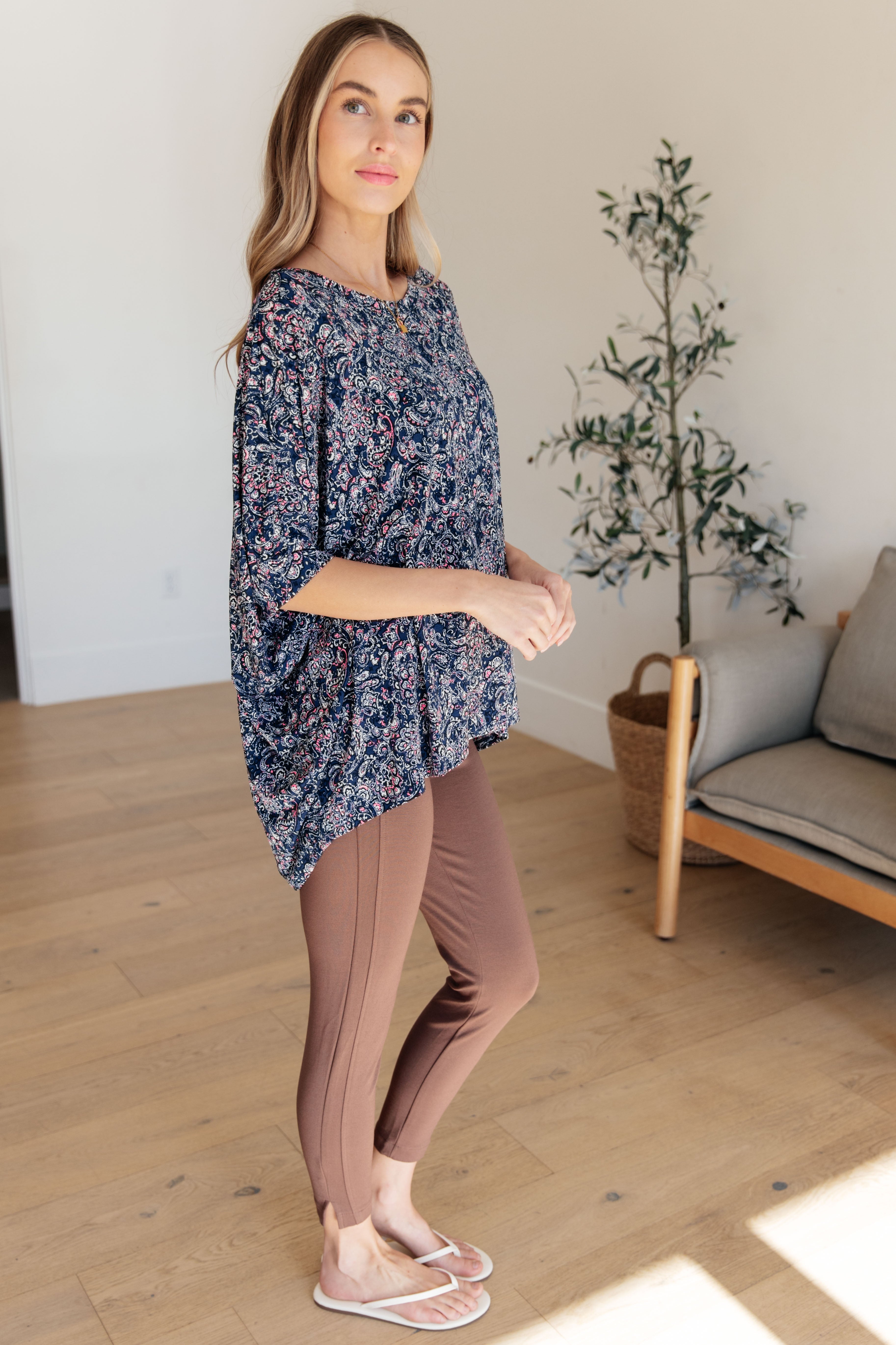 Essential Blouse in Navy Paisley Womens Ave Shops   