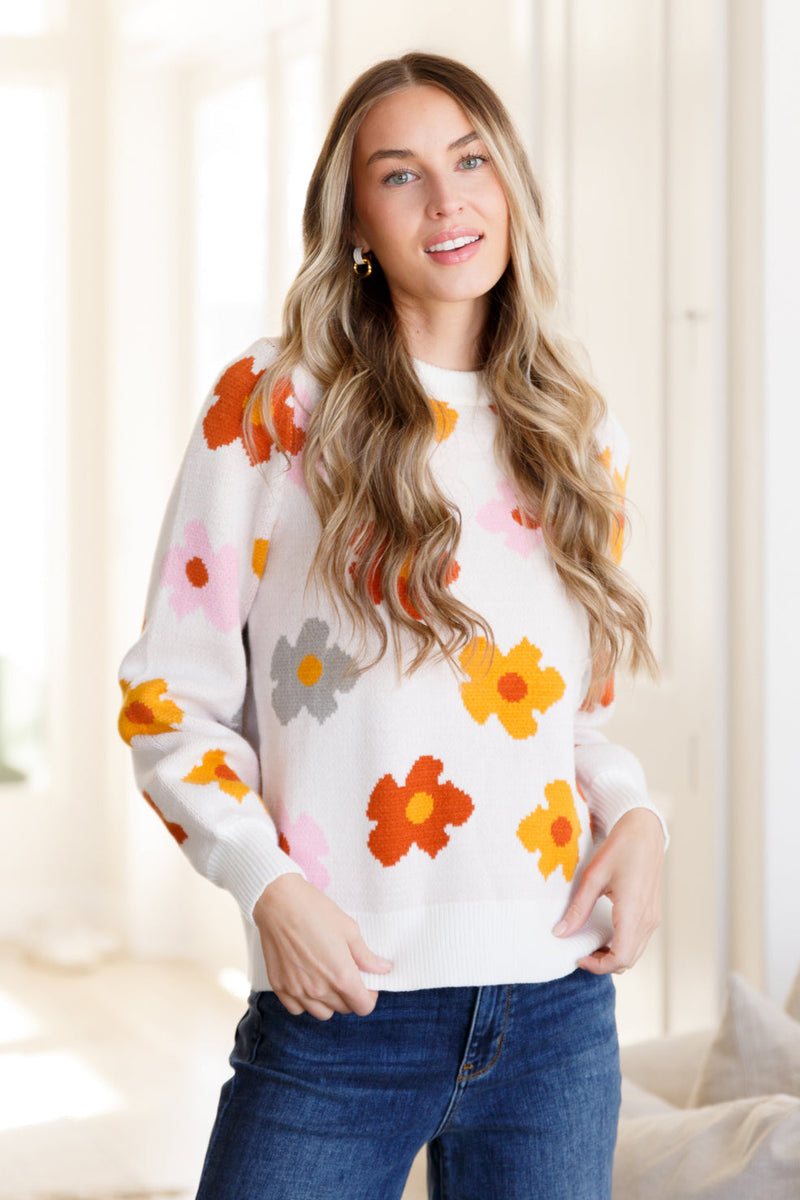 Falling Flowers Floral Sweater Tops Ave Shops   