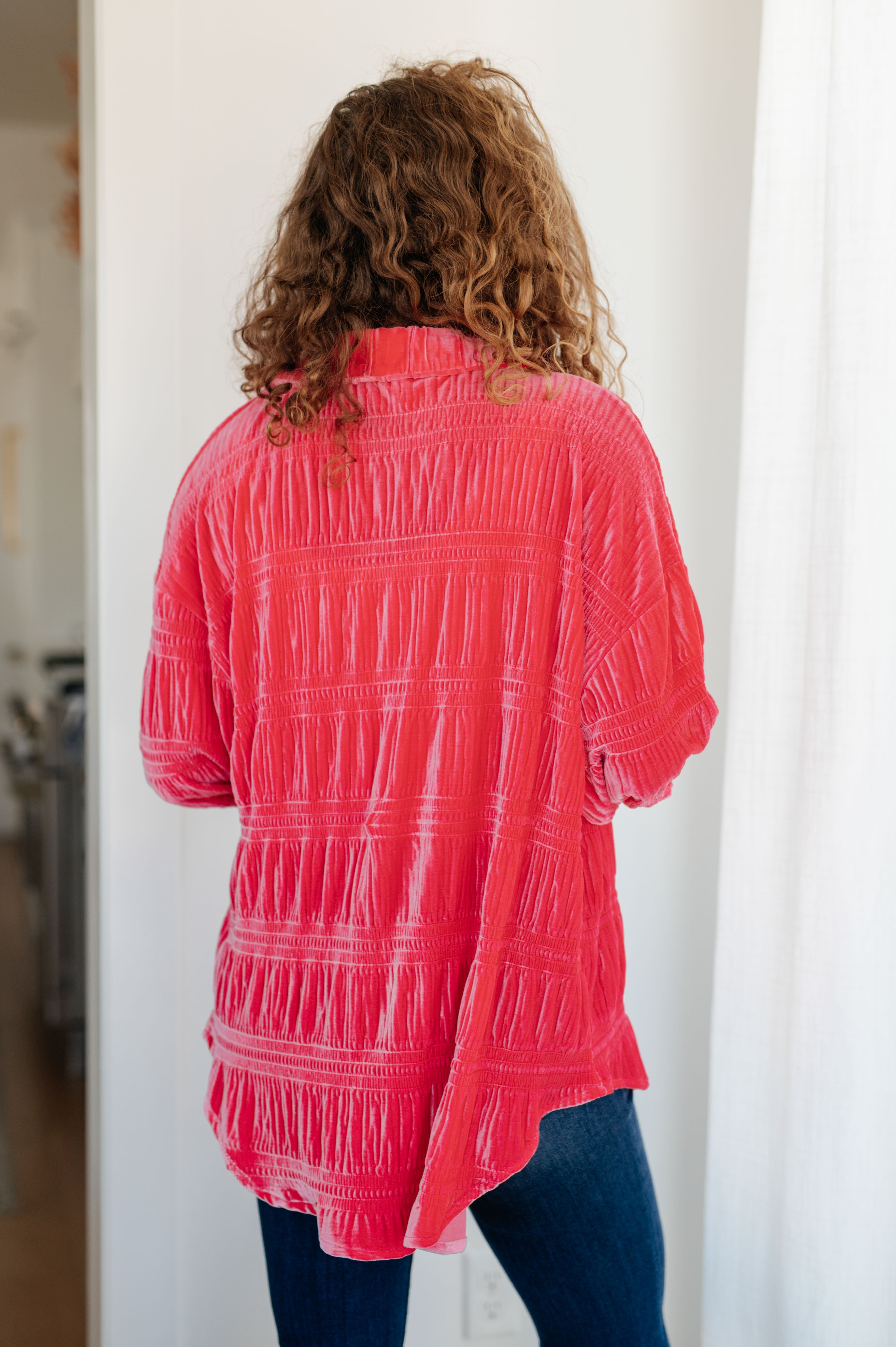 Feeling Fuchsia Velvet Button Down Womens Ave Shops   