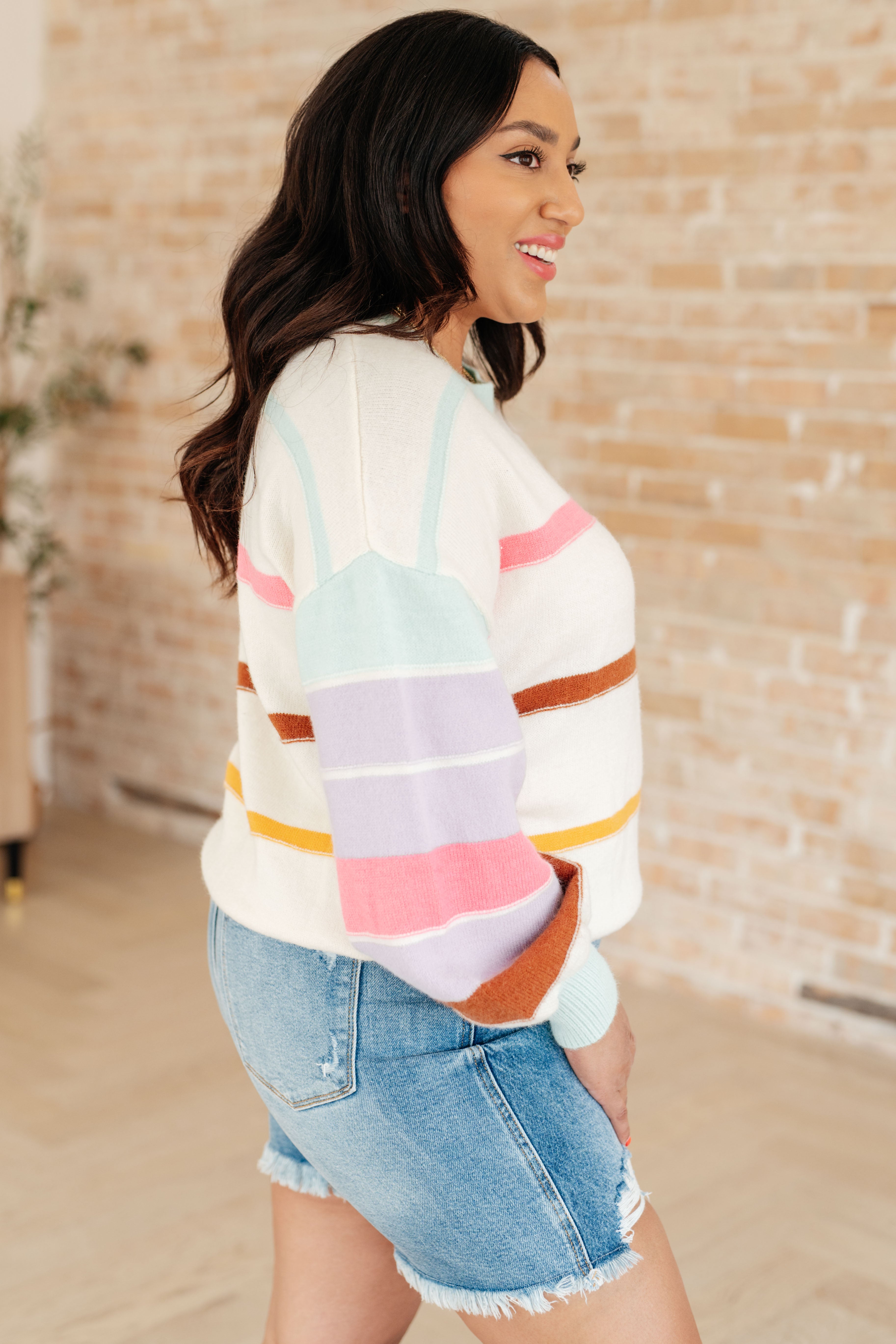 Flawless Features Striped Sweater Tops Ave Shops   