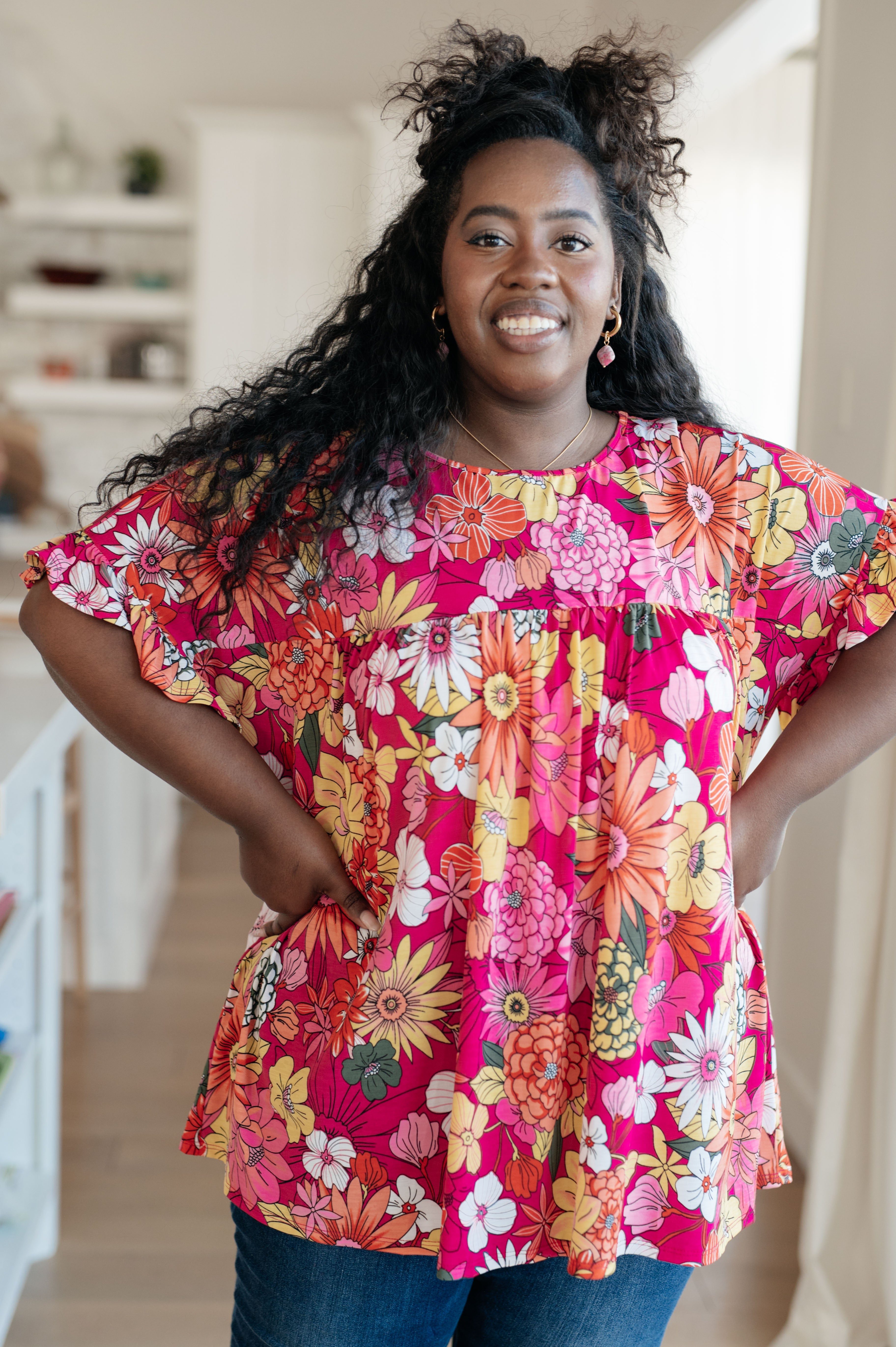 Flit About Floral Top in Pink Womens Ave Shops   