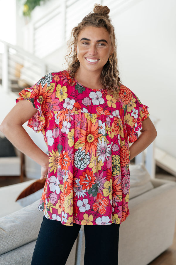 Flit About Floral Top in Pink Womens Ave Shops   