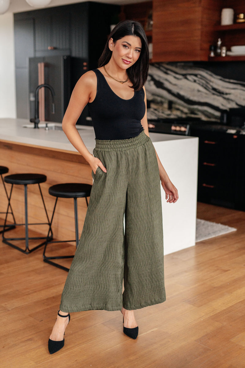 Harmony High Rise Wide Pants in Olive Womens Ave Shops   