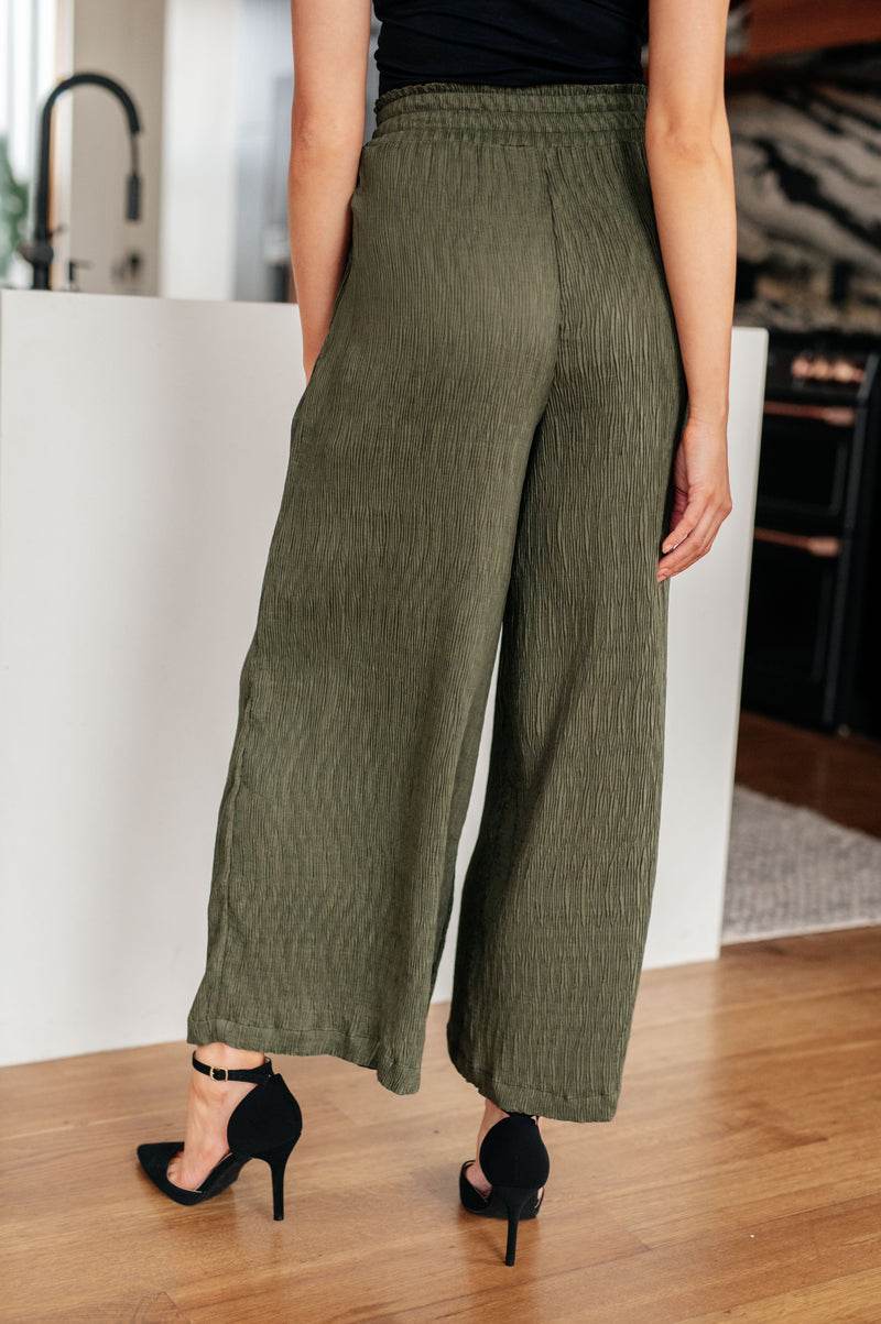 Harmony High Rise Wide Pants in Olive Womens Ave Shops   