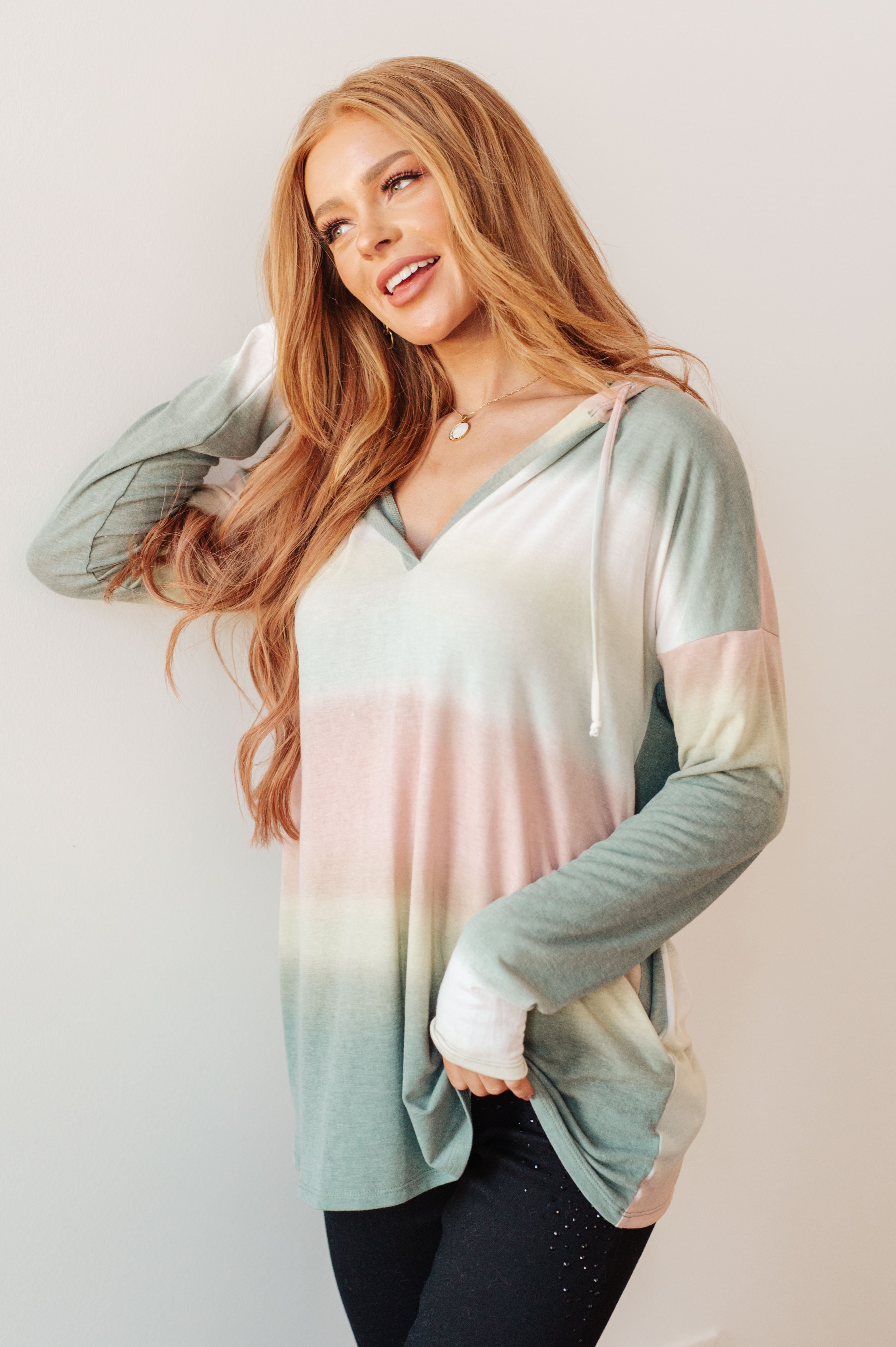 Hazy Horizon Ombre Hoodie Womens Ave Shops   